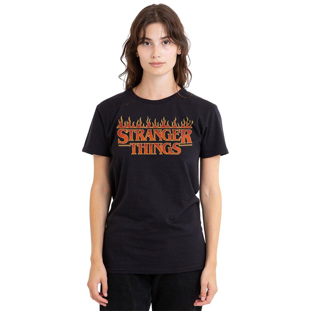 Black - Stranger Things - Stranger Things Vintage Flaming Logo Ladies T Shir - 1