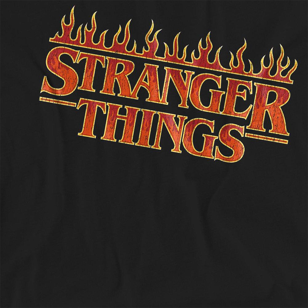 Black - Stranger Things - Stranger Things Vintage Flaming Logo Ladies T Shir - 2