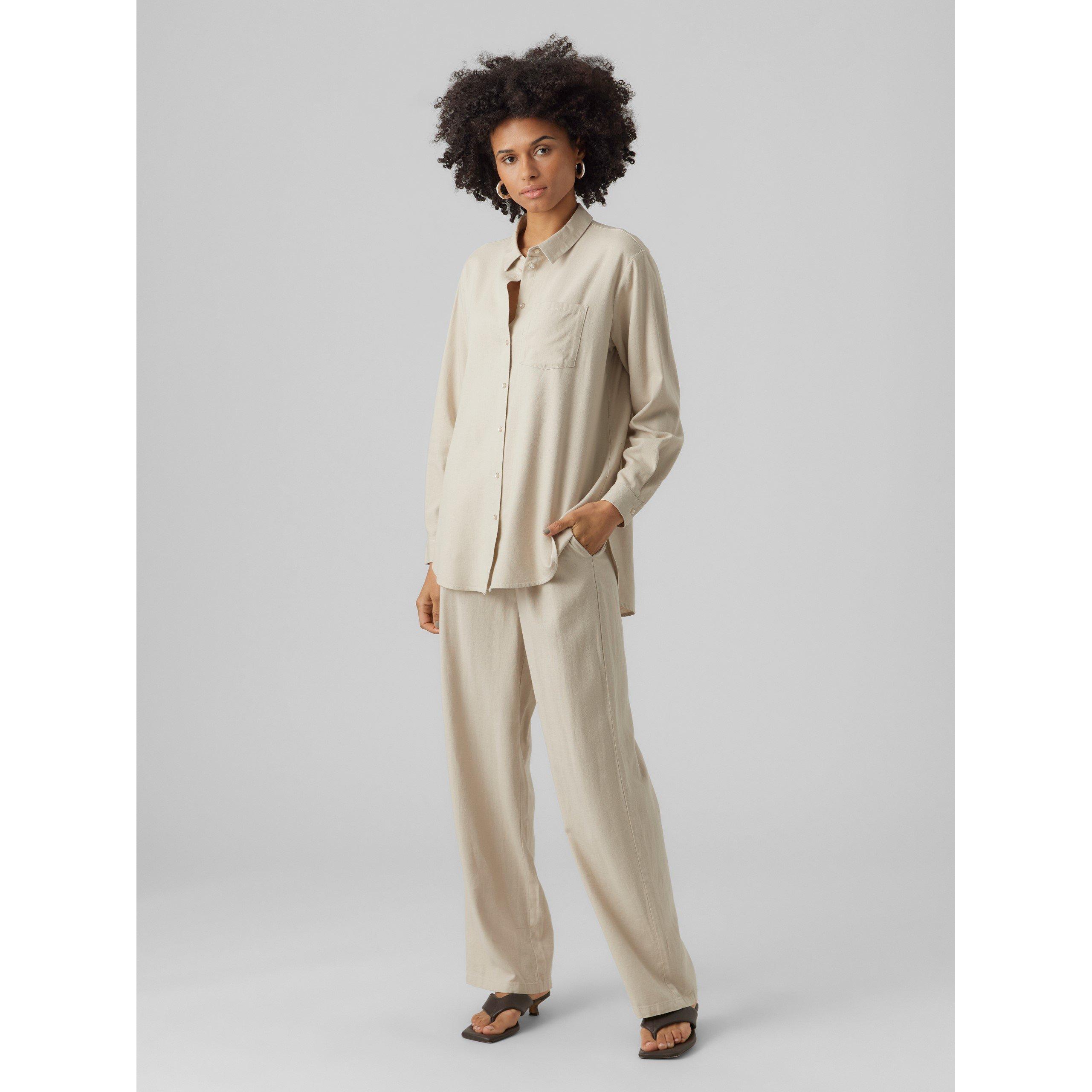 Silver Lining - Vero Moda - Women's Long-Sleeve Linen Plain Shirt - 2