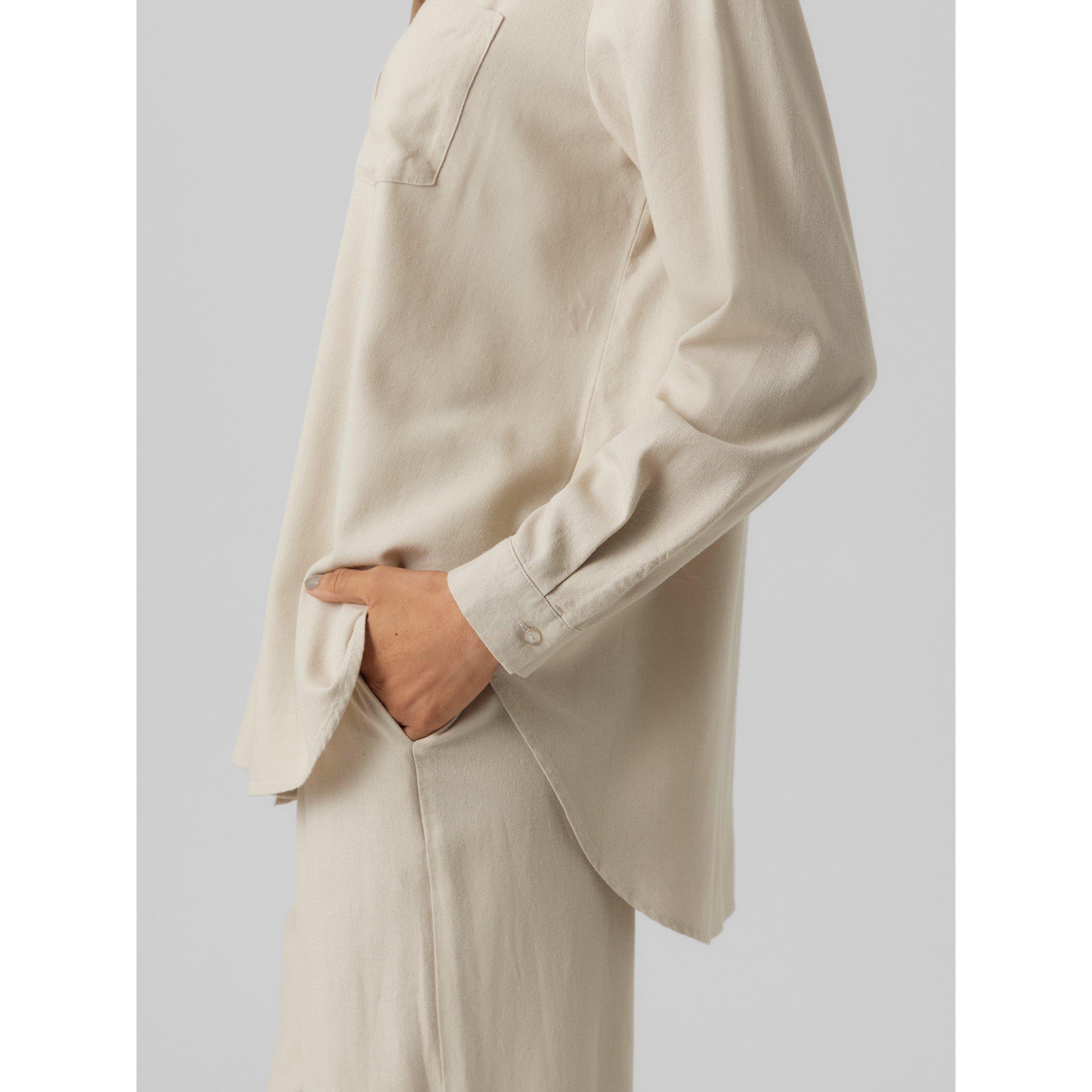 Silver Lining - Vero Moda - Women's Long-Sleeve Linen Plain Shirt - 3