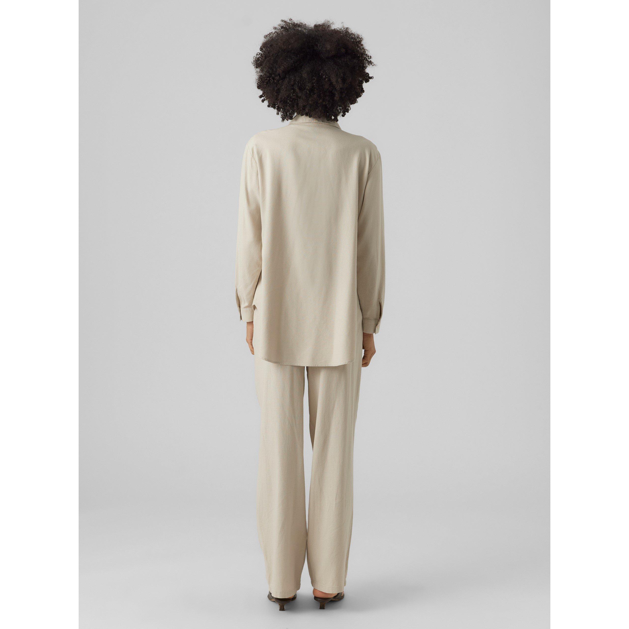 Silver Lining - Vero Moda - Women's Long-Sleeve Linen Plain Shirt - 4