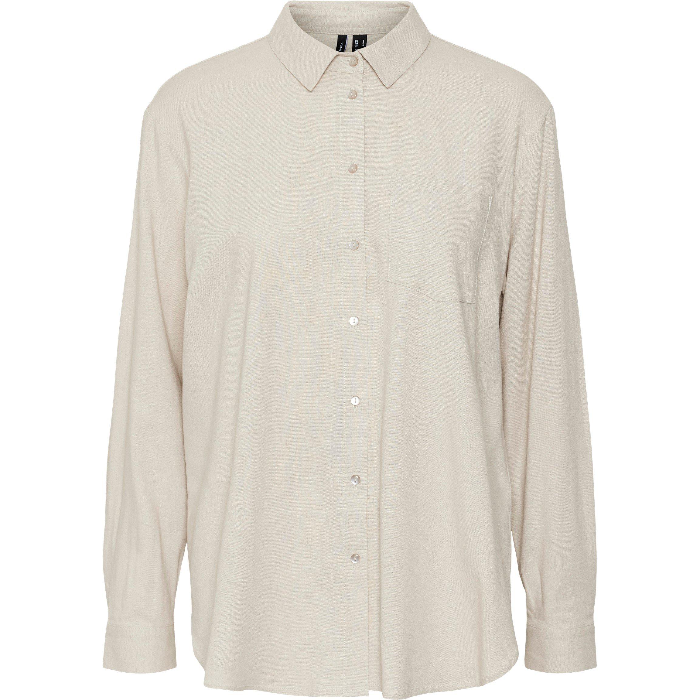 Silver Lining - Vero Moda - Women's Long-Sleeve Linen Plain Shirt - 5