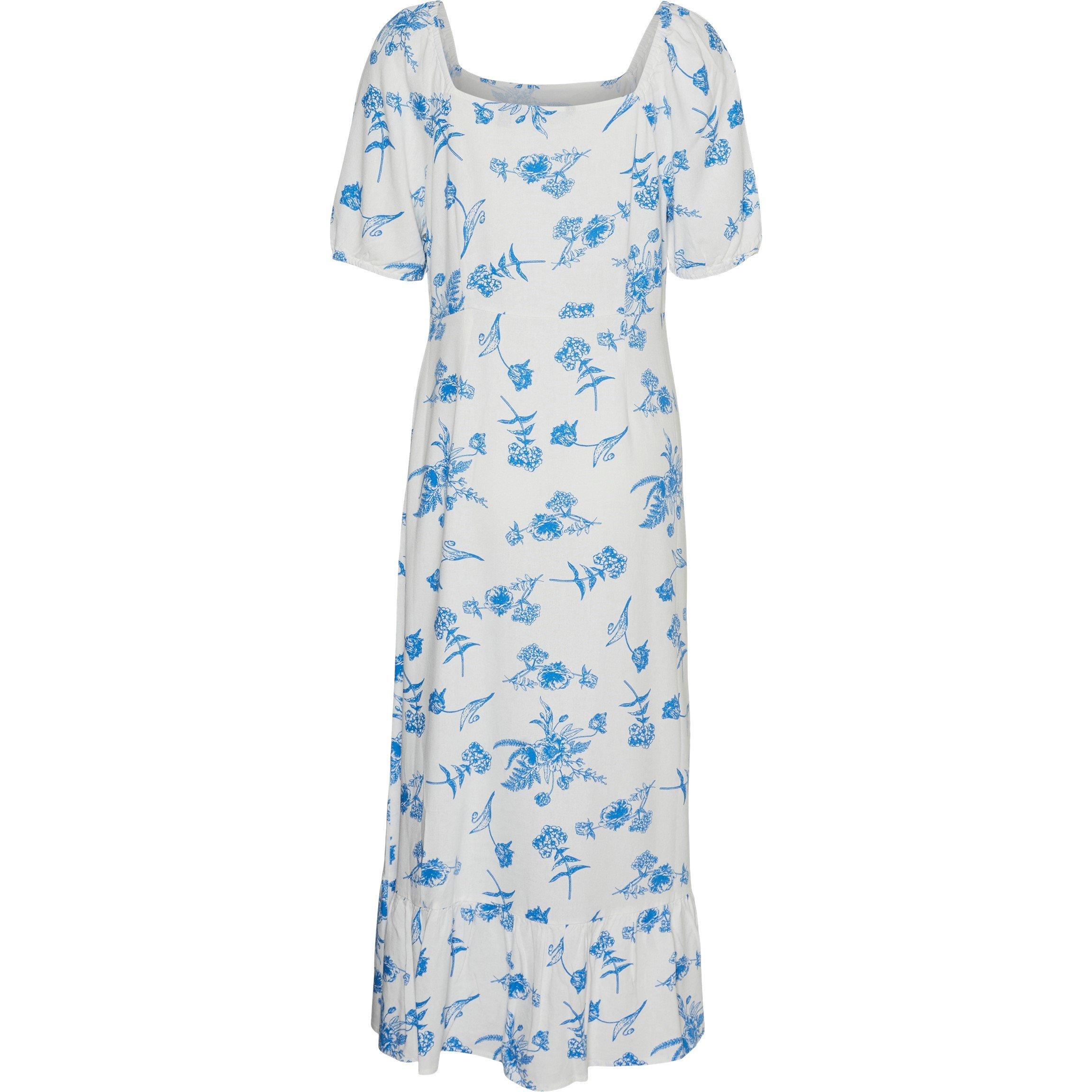 Ibiza Blu AOP - Vero Moda - Women's Linen Milkmaid Dress - 6