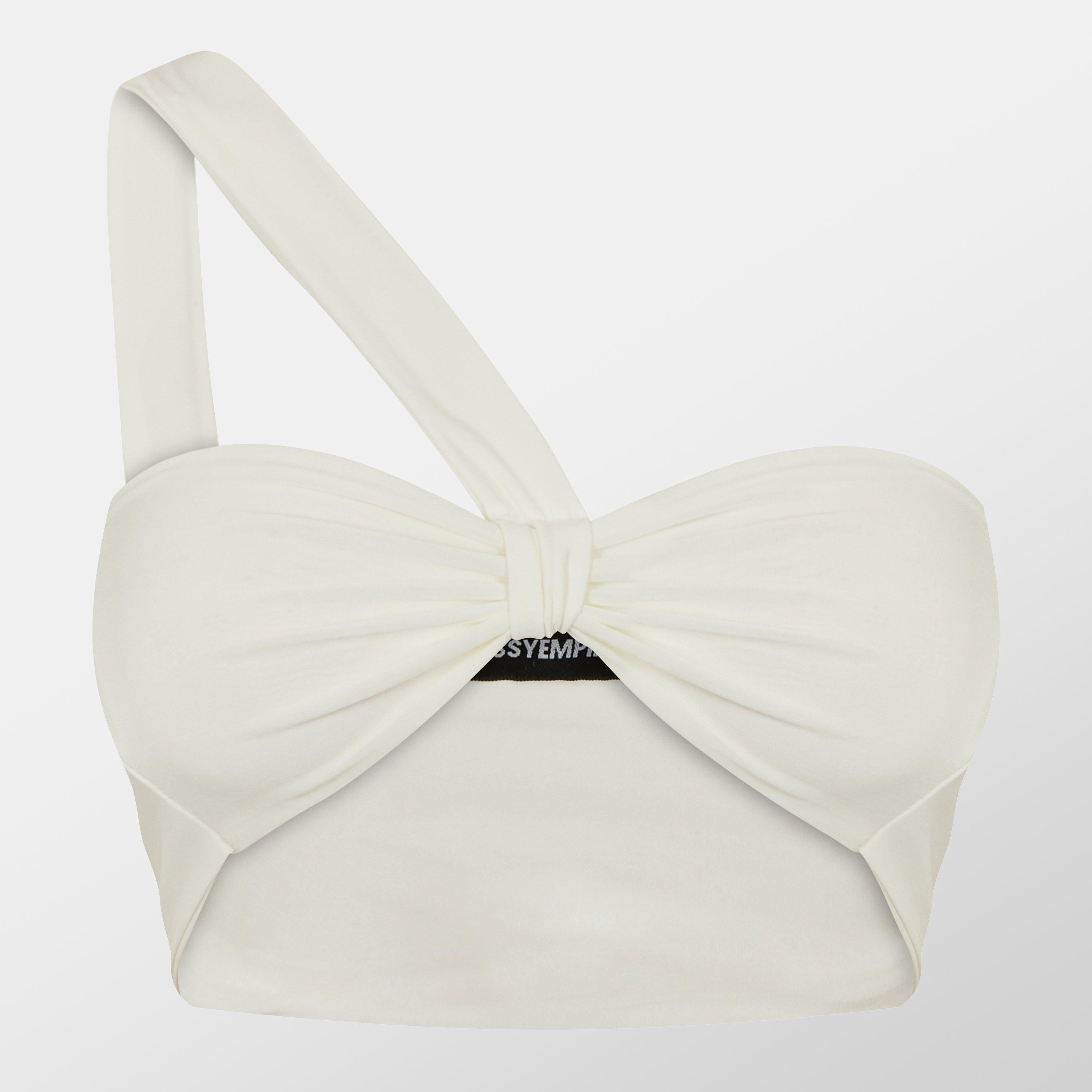 Missy Empire Women's Slinky One Shoulder Crop Top - White - 14 (L)