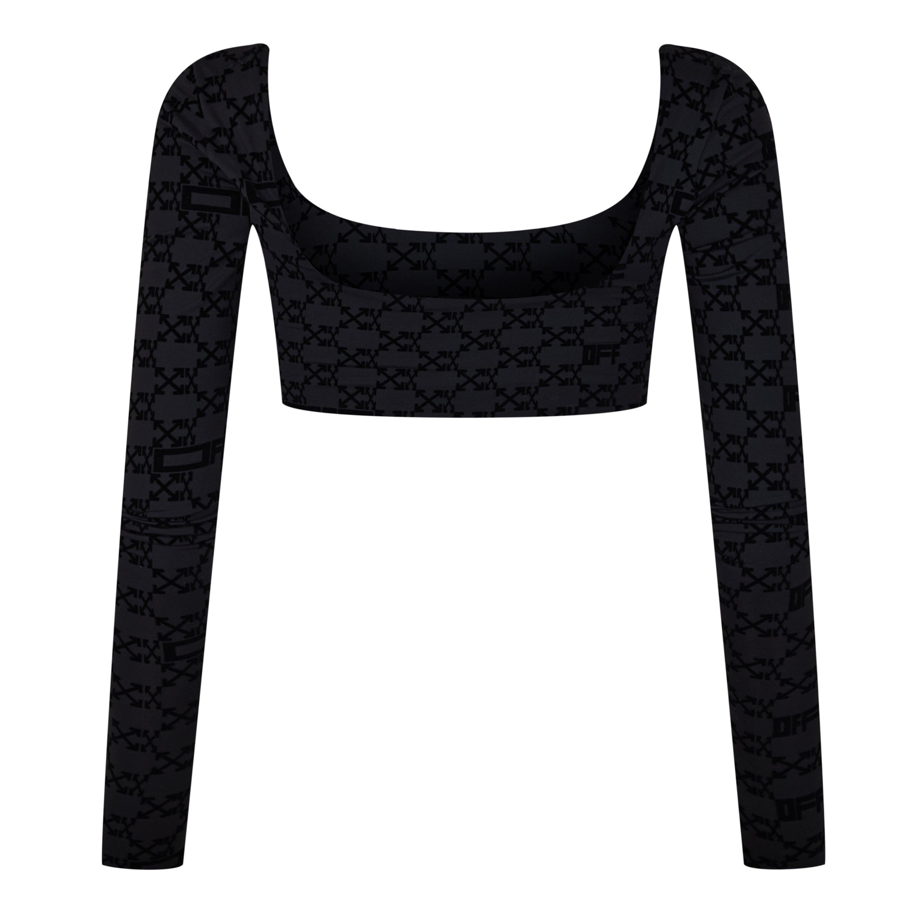 Black/Black - Off White - Women's Mono Long-Sleeve Cropped Top - 2