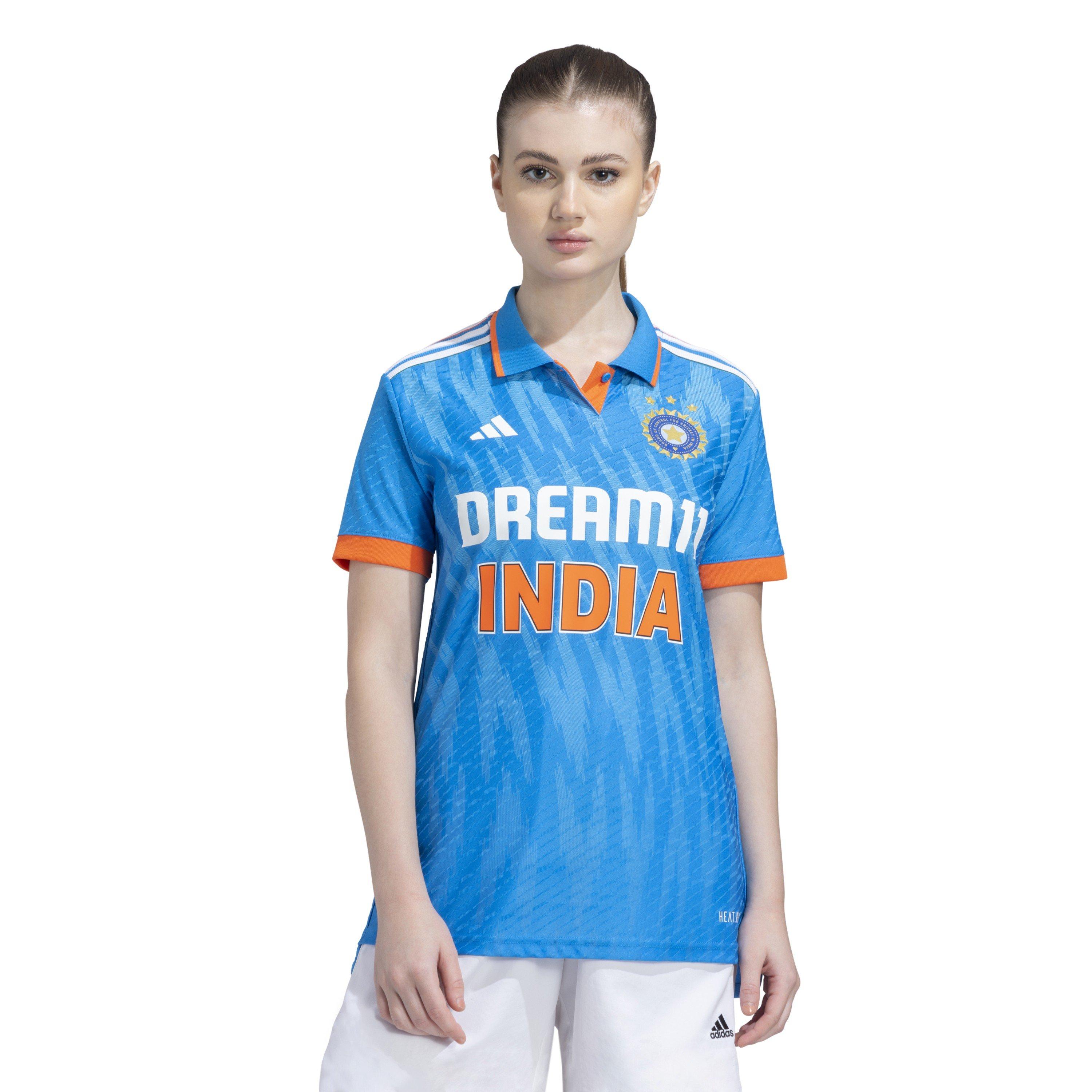 Bright Blue - adidas - Women's India Cricket Short Sleeve Performance T-Shirt - 1