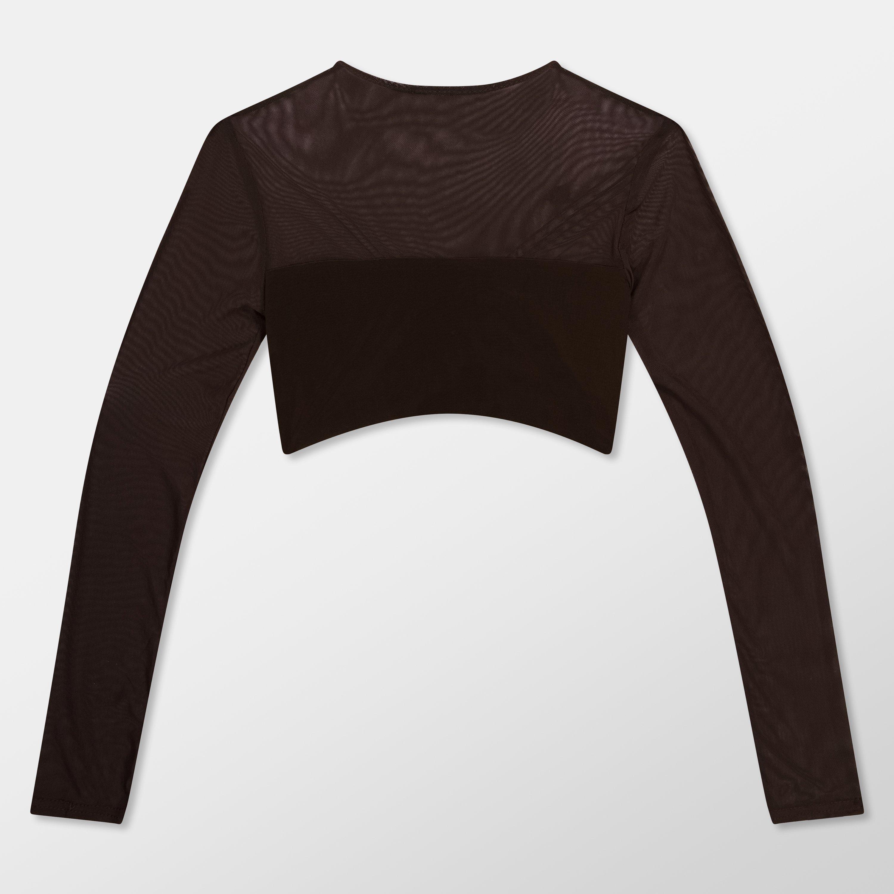 Chocolate - Missy Empire - Mesh Sleeve Slinky Top Womens - 2