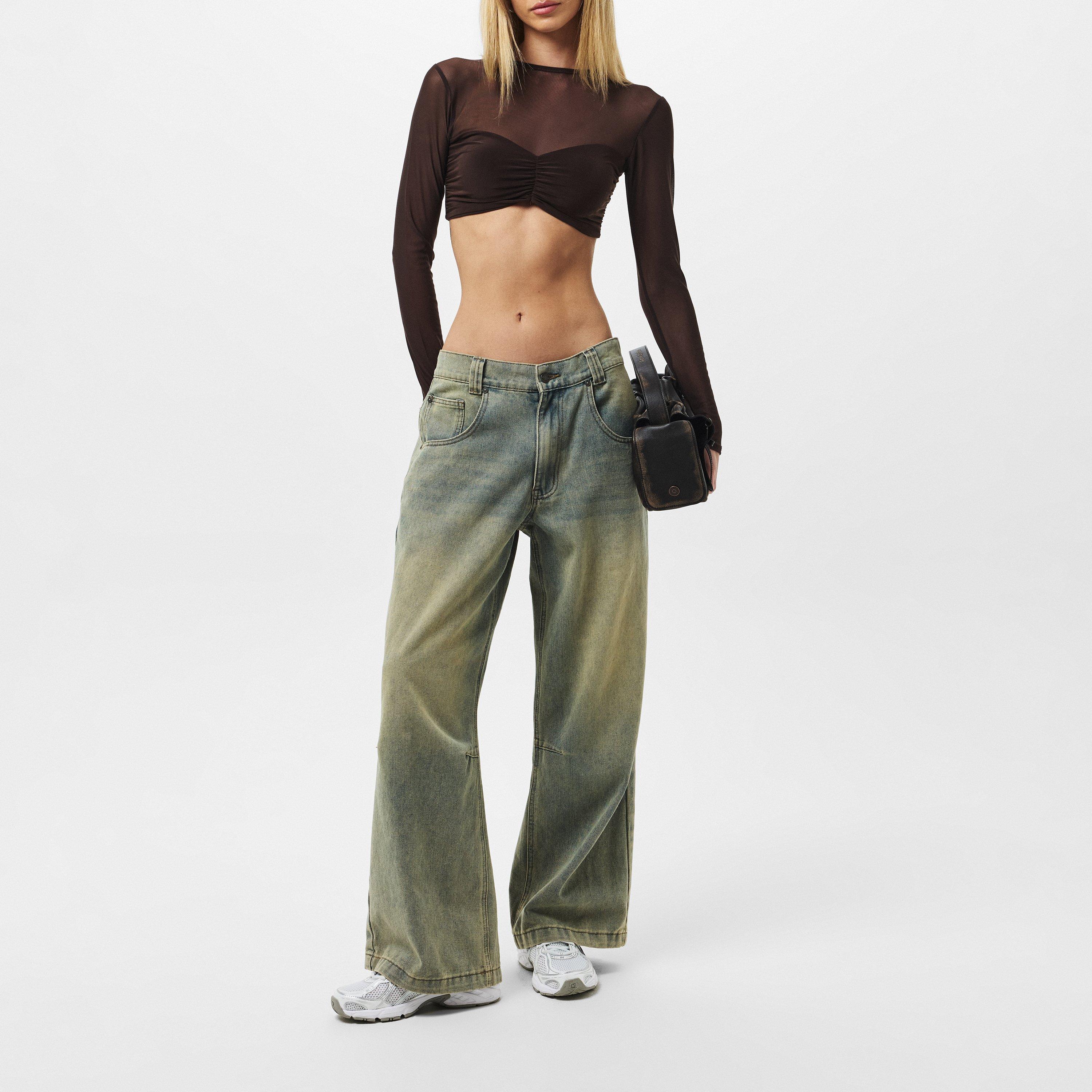 Chocolate - Missy Empire - Mesh Sleeve Slinky Top Womens - 6