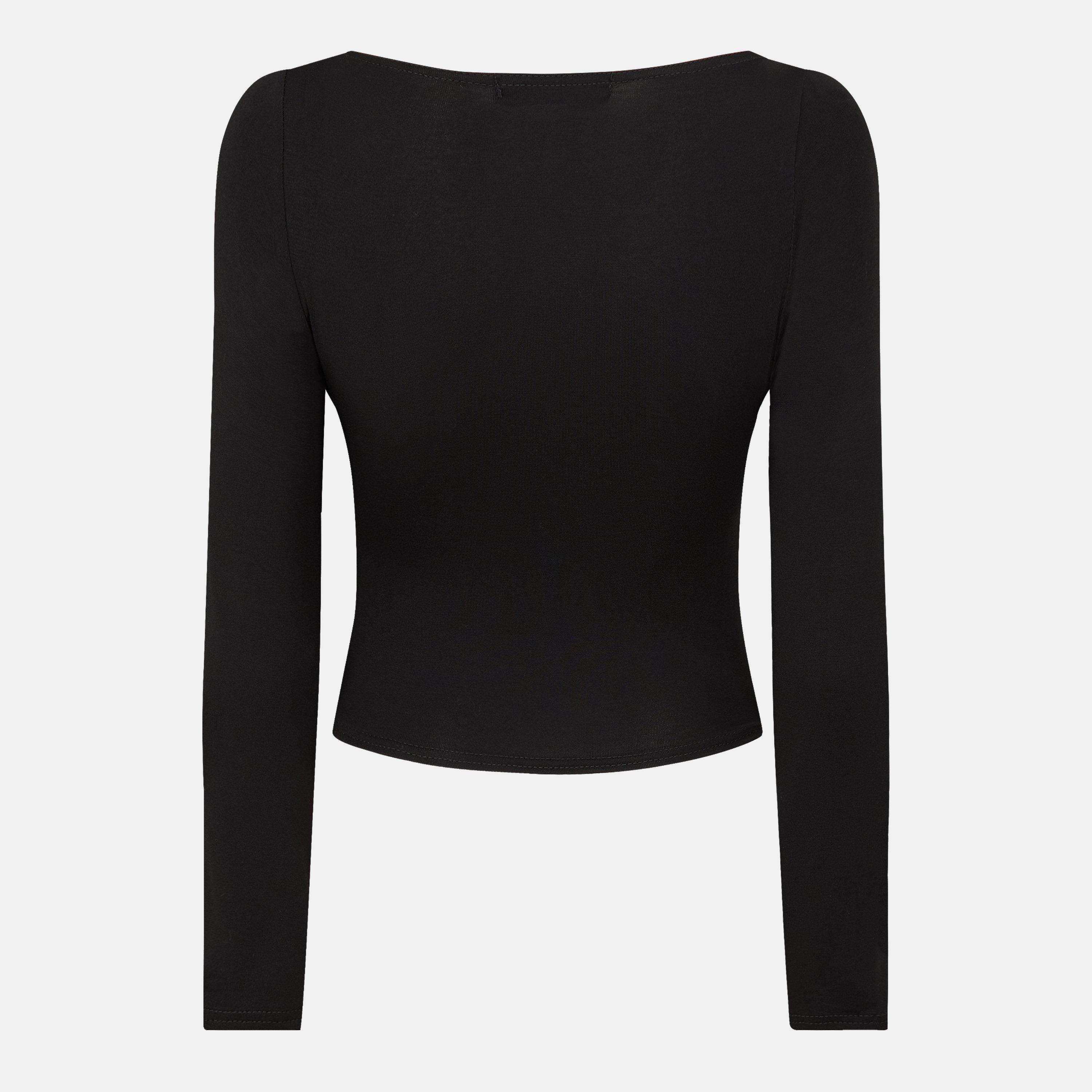 Black - Missy Empire - Long Sleeve Crop T-shirt - 2