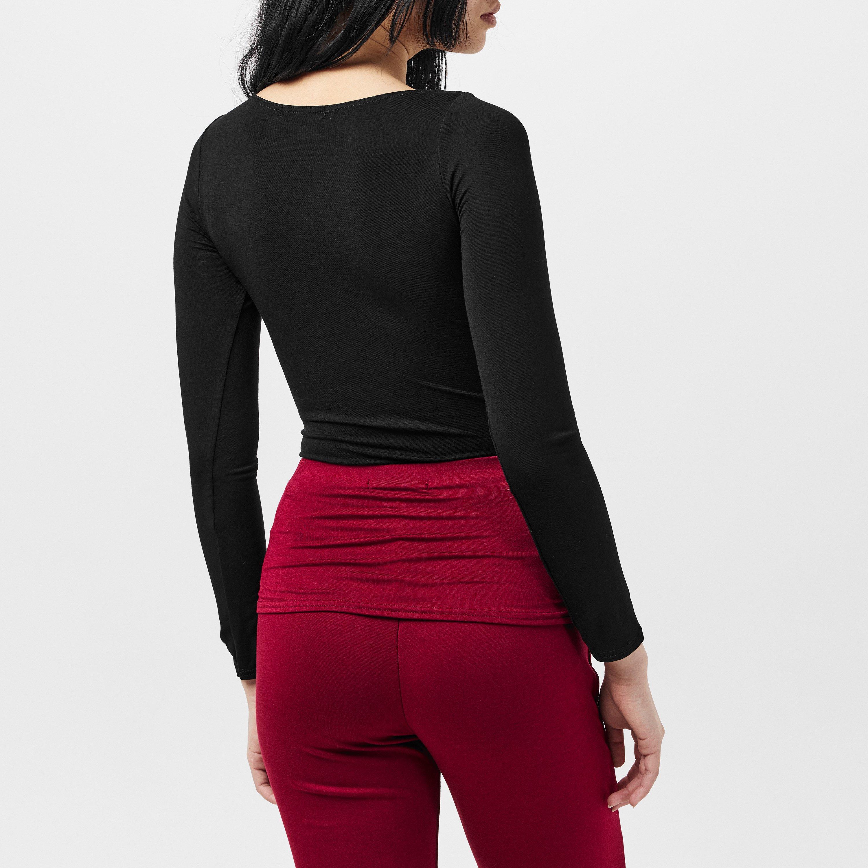 Black - Missy Empire - Long Sleeve Crop T-shirt - 4