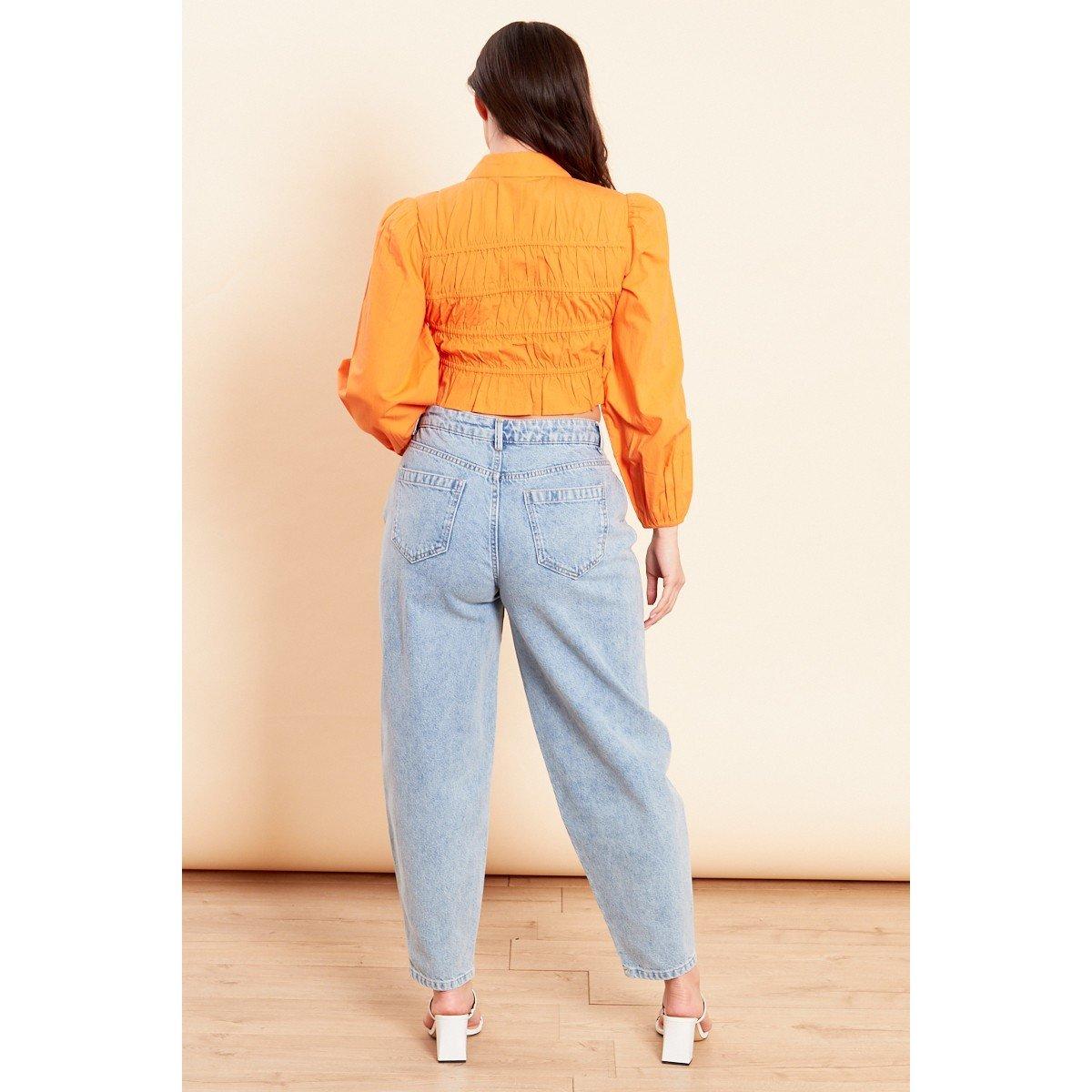 Orange - Influence - Long-Sleeve Crop Top - 2