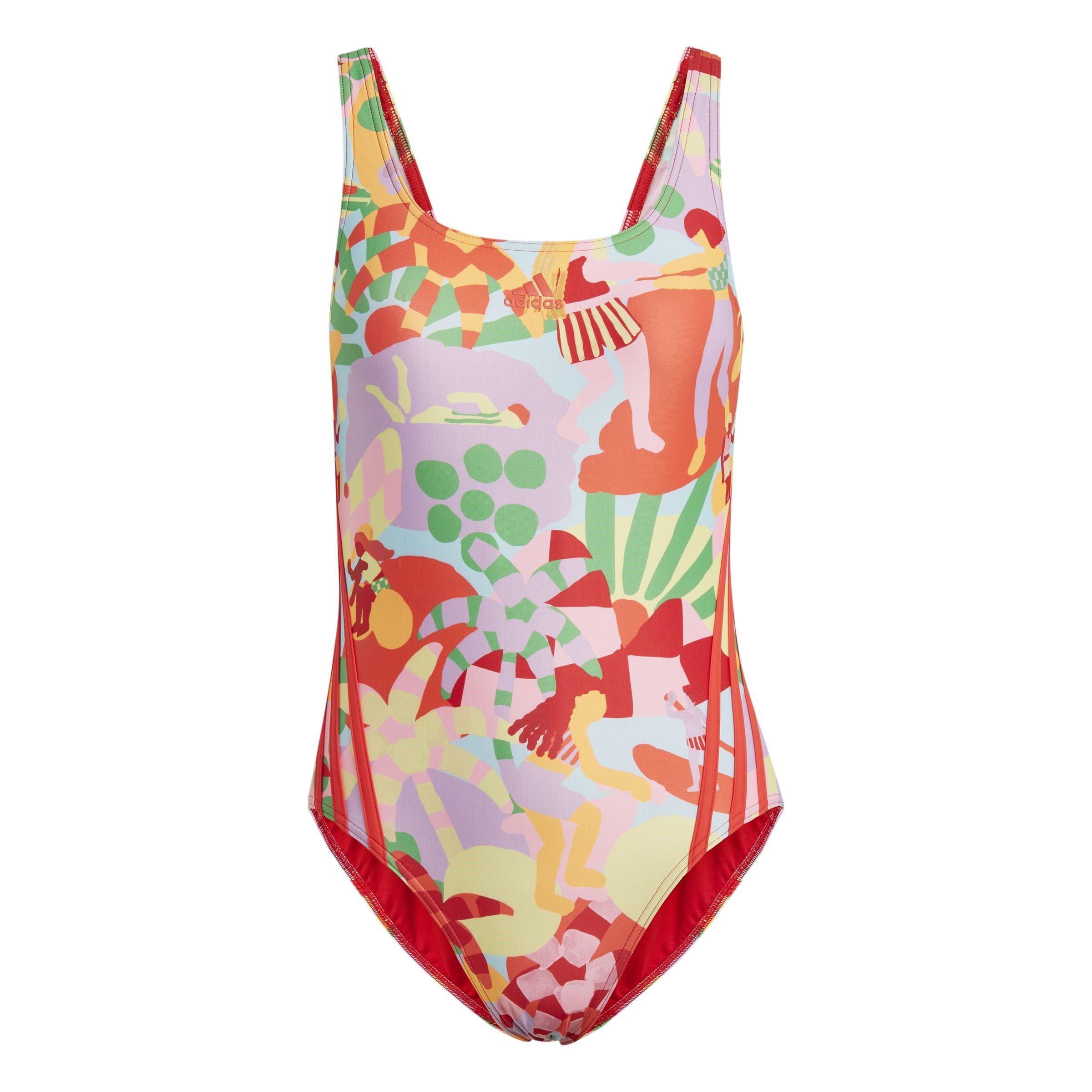 Adidas Women's Graphic Farm Swimsuit - Pearl Citrine - 4 (3XS)