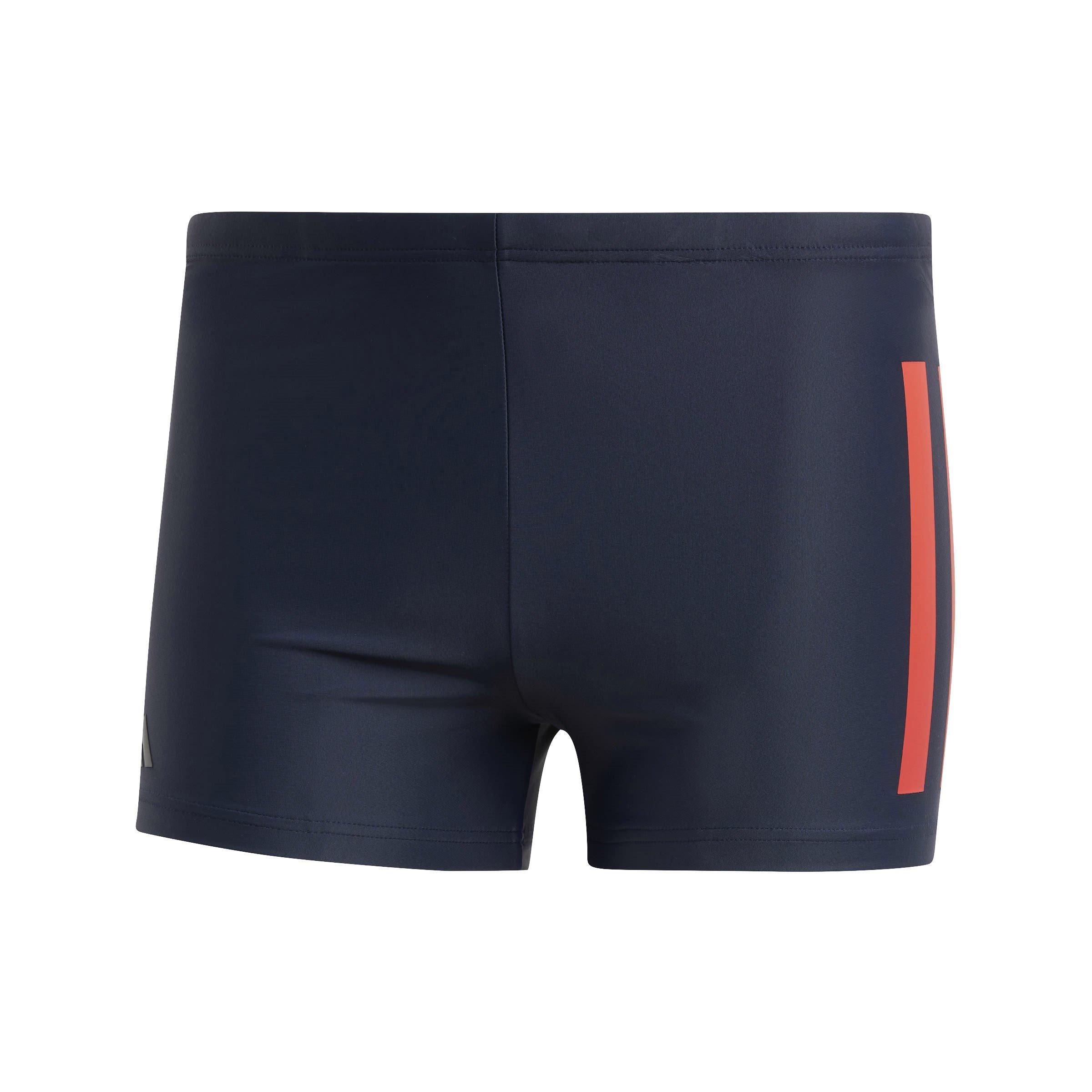 Tinta/Escarlate - adidas - Bold 3 Stripe Boxer Swim Shorts - 1