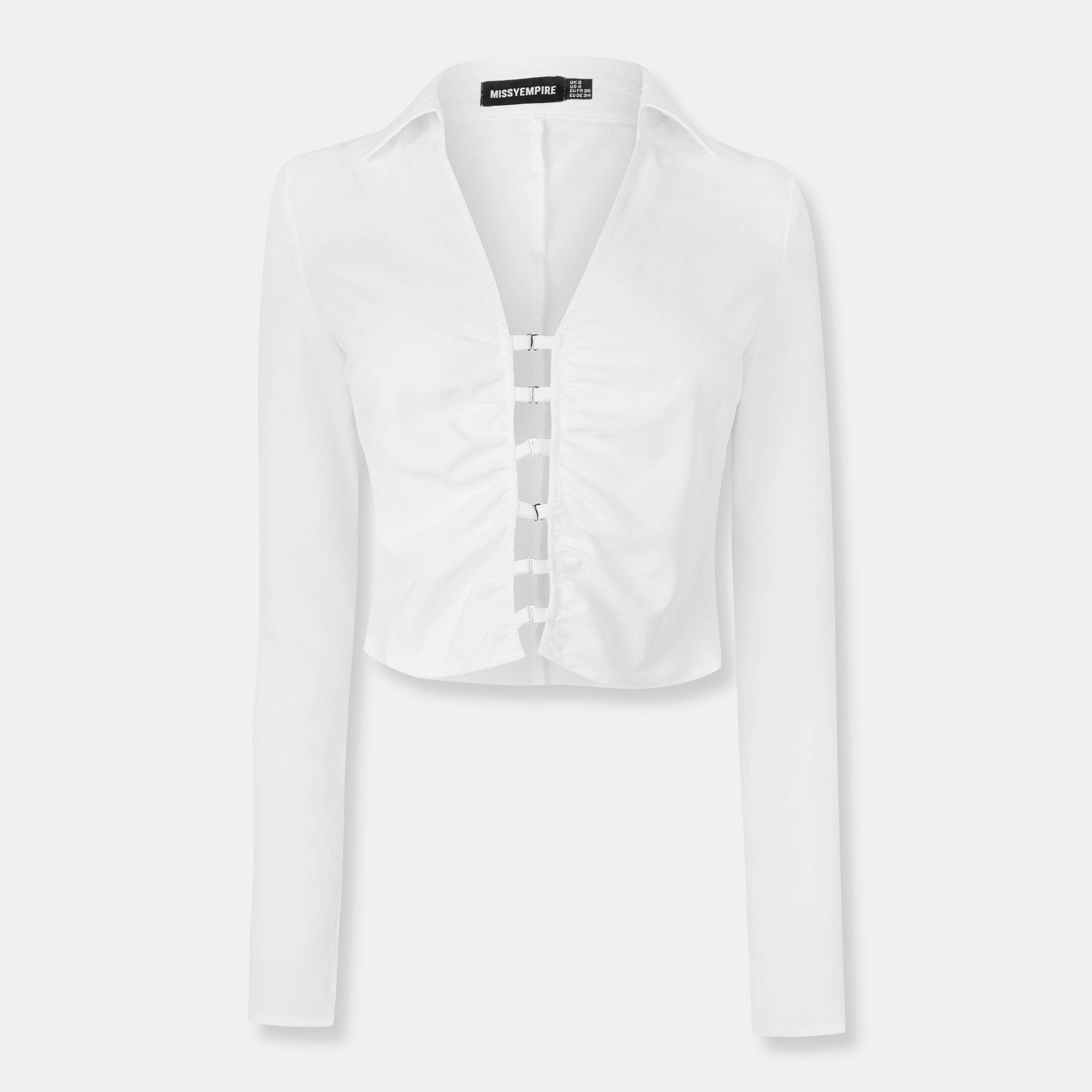 White - Missy Empire - Structured Fitted Shirt Womens - 1
