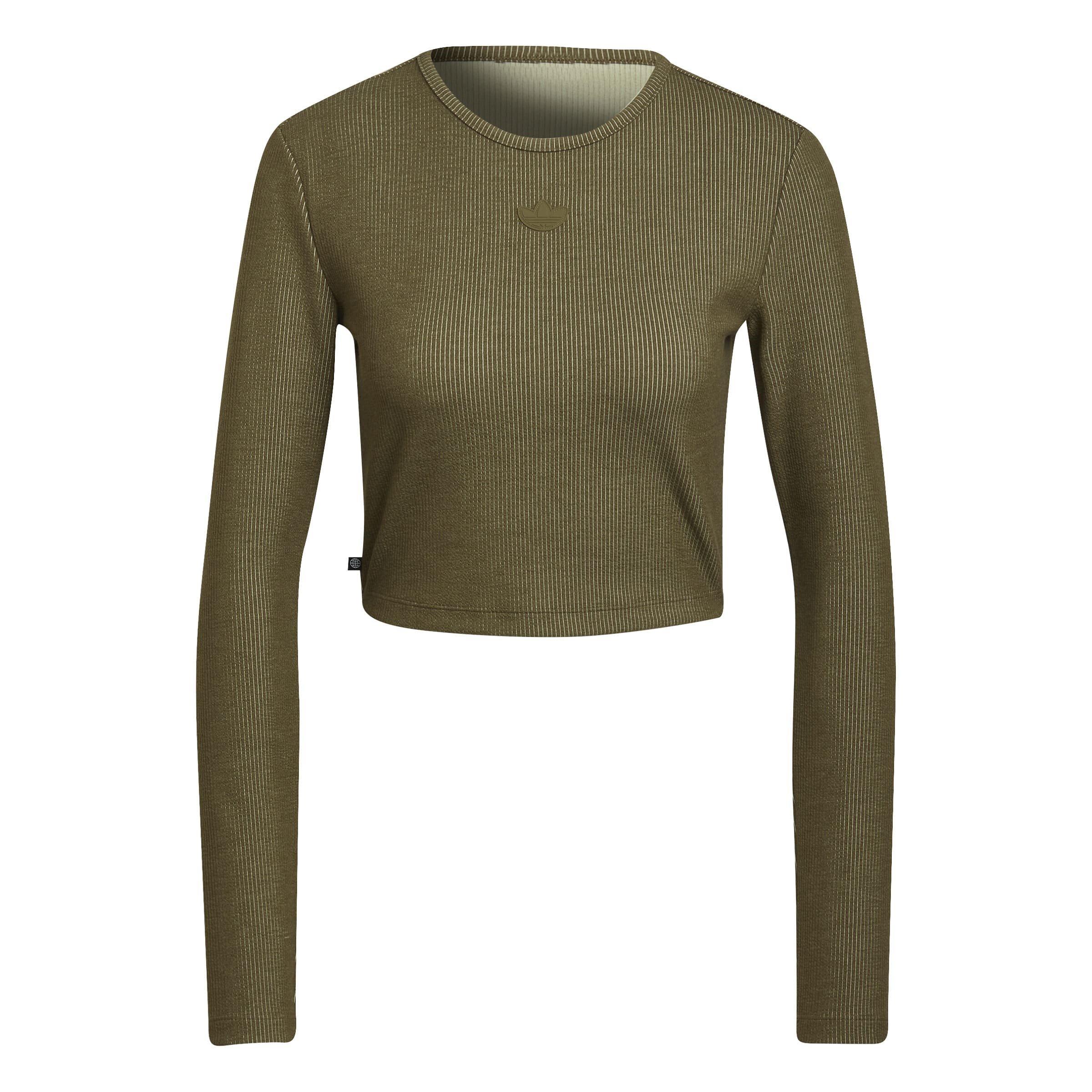 Green - adidas Originals - Women's Long-Sleeve Cropped Sweatshirt - 1