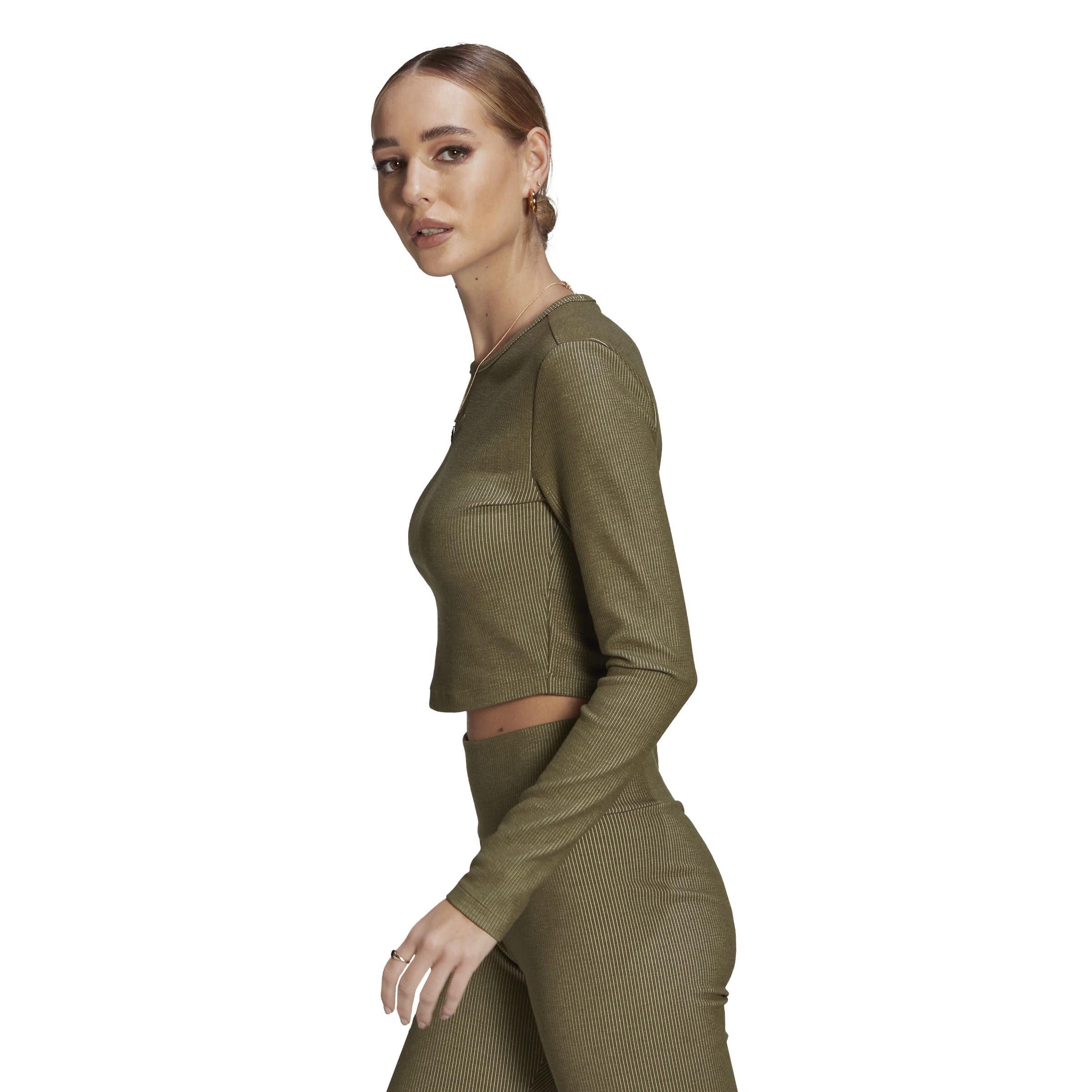 Grøn - adidas Originals - Women's Long-Sleeve Cropped Sweatshirt - 5