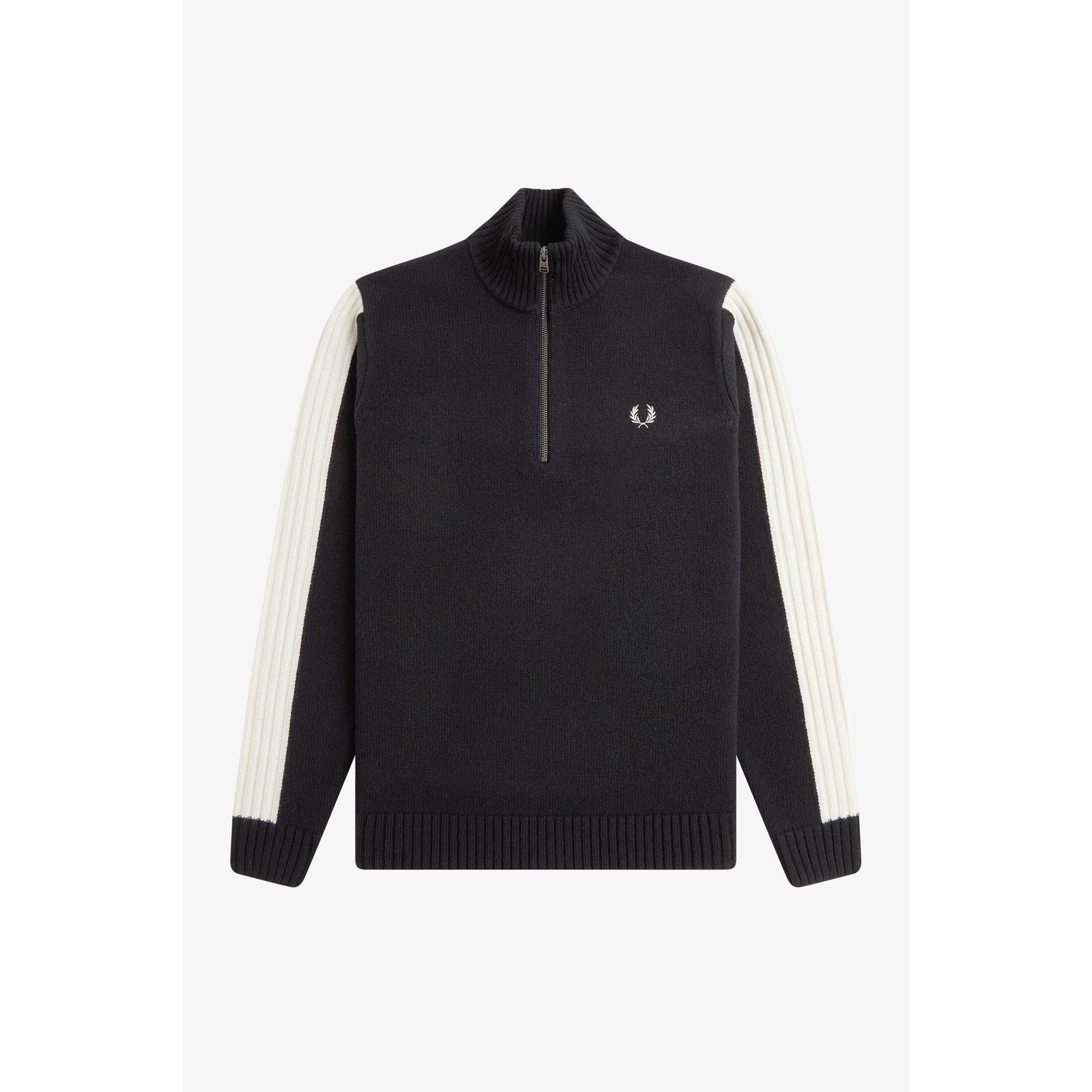 Fred Perry Men's Knitted Half Zip Crew Neck Jumper - Black 102 - 2XL
