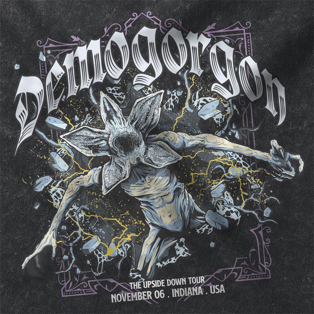 Black - Stranger Things - Stranger Things Demogorgon Band Tee T Shirt Black - 2