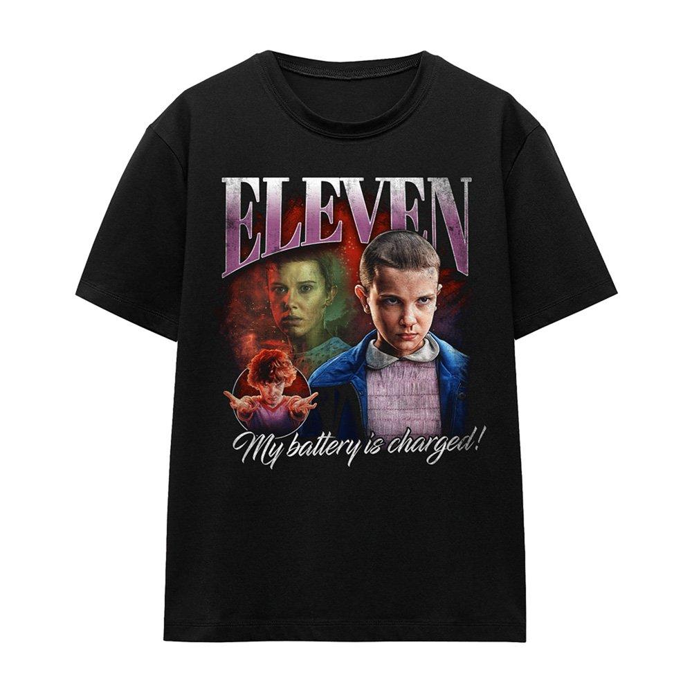 Black - Stranger Things - Stranger Things Eleven Homage T-Shirt Black - 4