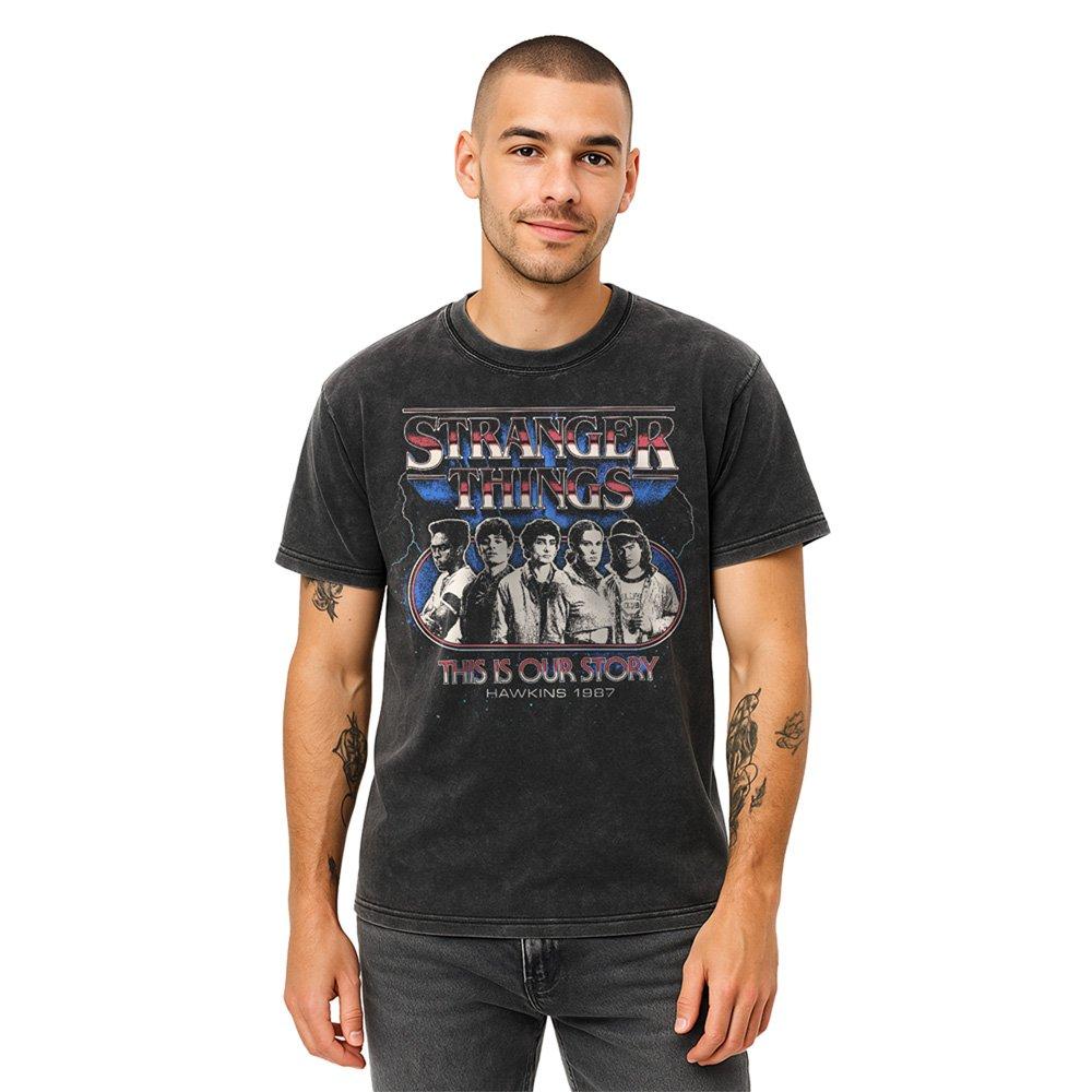 Black - Stranger Things - Stranger Things Retro Thunder Group T Shirt Black - 1
