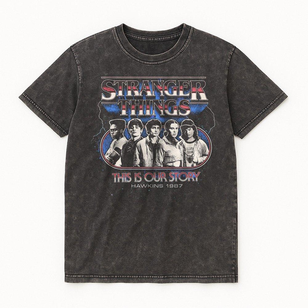 Black - Stranger Things - Stranger Things Retro Thunder Group T Shirt Black - 4