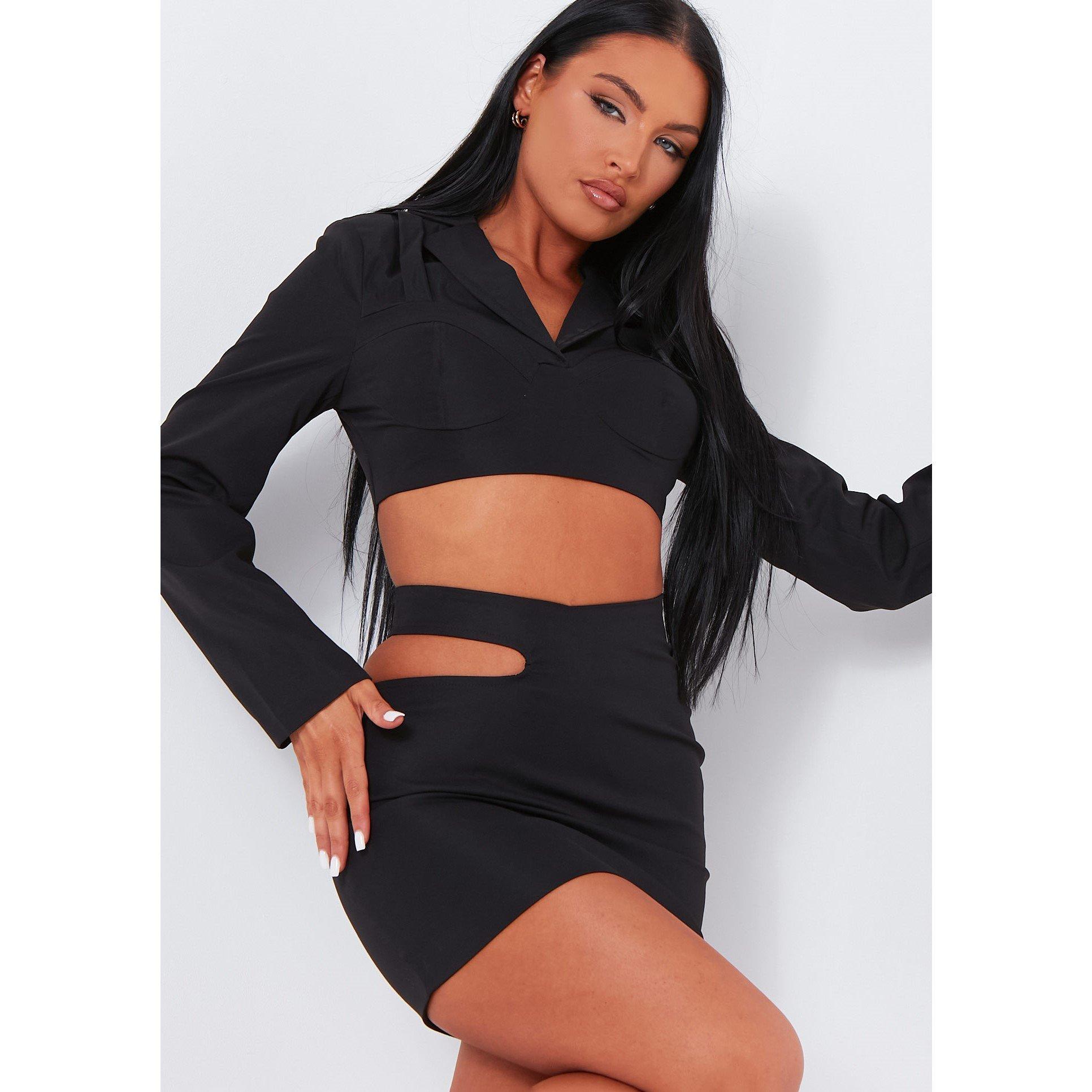 Missy Empire Women's Cropped Bust Cup Blazer - Black - 10 (S)