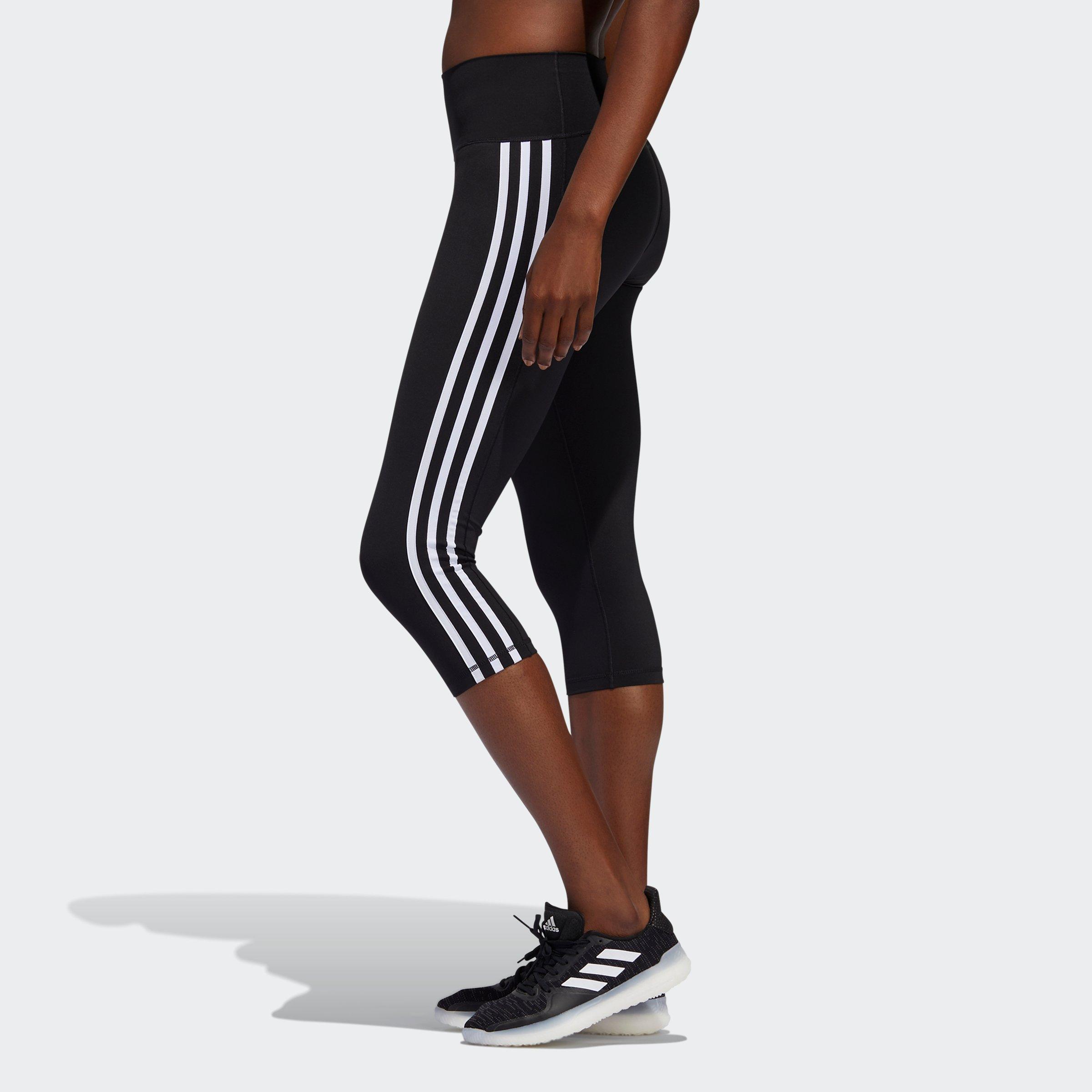 Crno / Bijelo - adidas - Believe This 2.0 3-Stripes three quarter Leggings Womens - 2