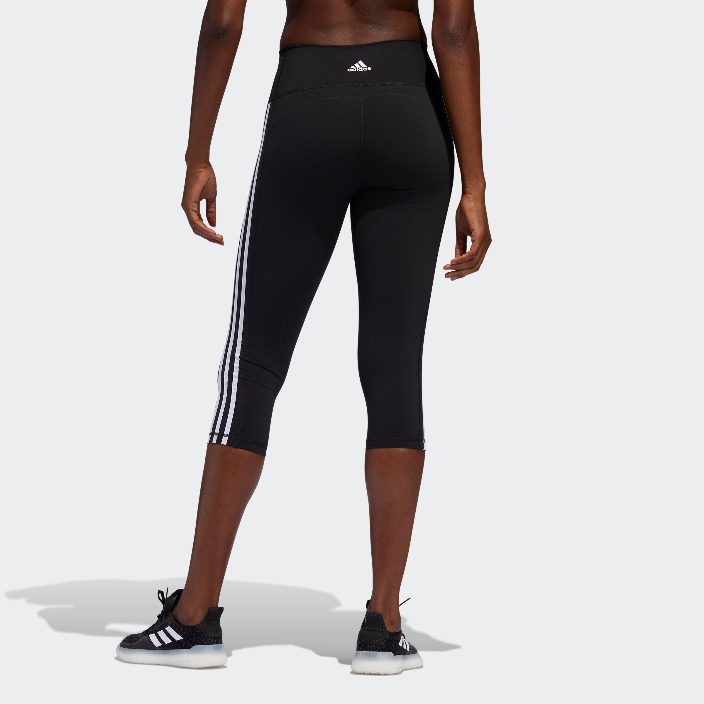 Crno / Bijelo - adidas - Believe This 2.0 3-Stripes three quarter Leggings Womens - 3