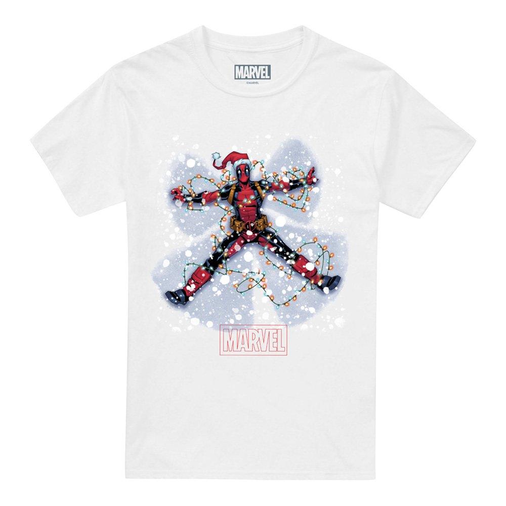 White - Deadpool - Marvel Christmas Snow Angel T-Shirt White - 4