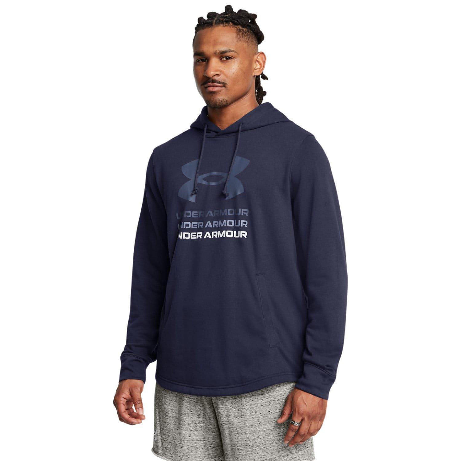 Blue - Under Armour - Rival Terry Graphic Hoodie - 1
