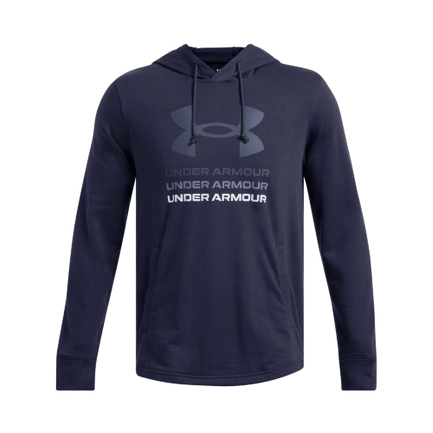 Blue - Under Armour - Rival Terry Graphic Hoodie - 3