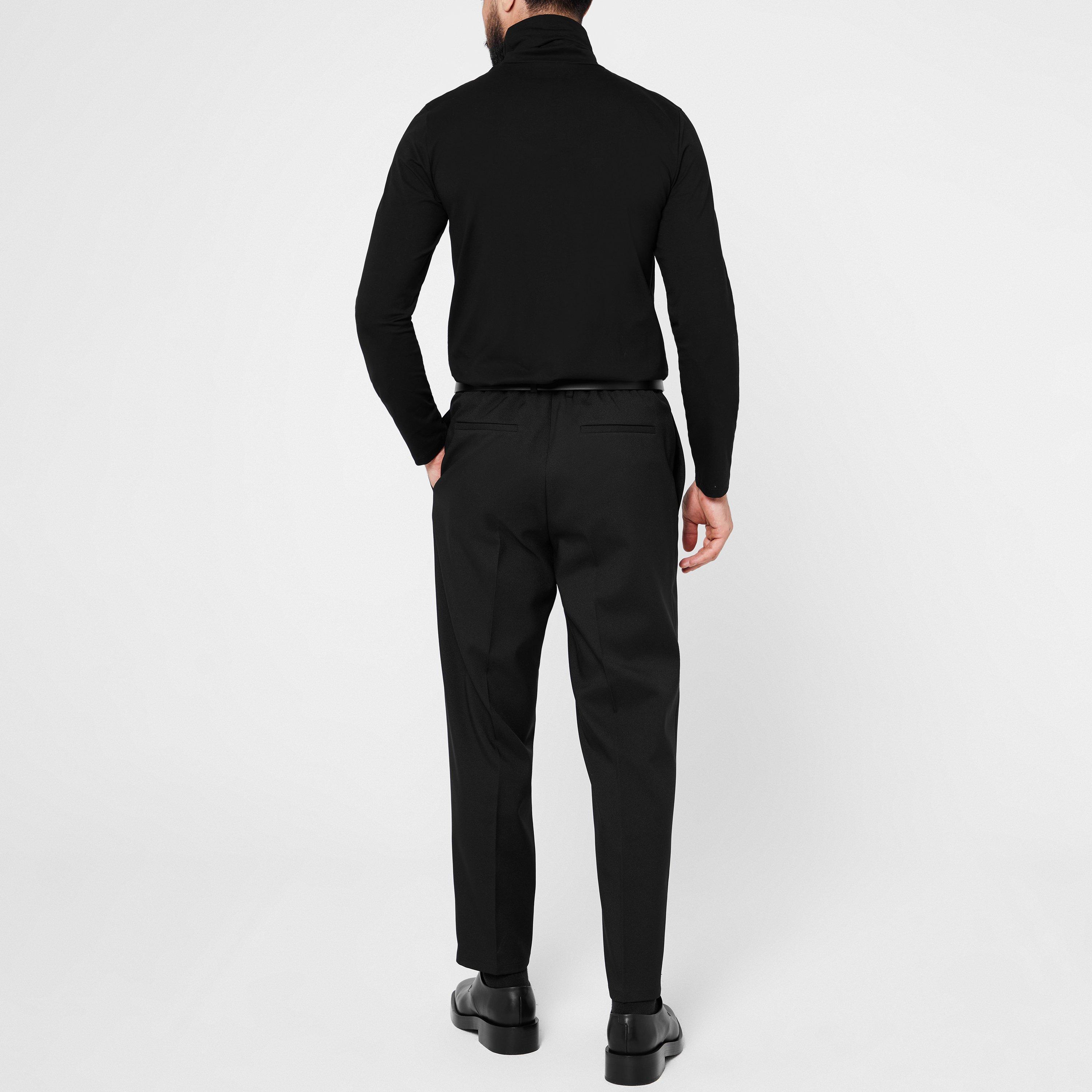 001 - Black - Jil Sander - Men's Mid Rise Zip Fly Cotton Lined Tailored Trousers - 4
