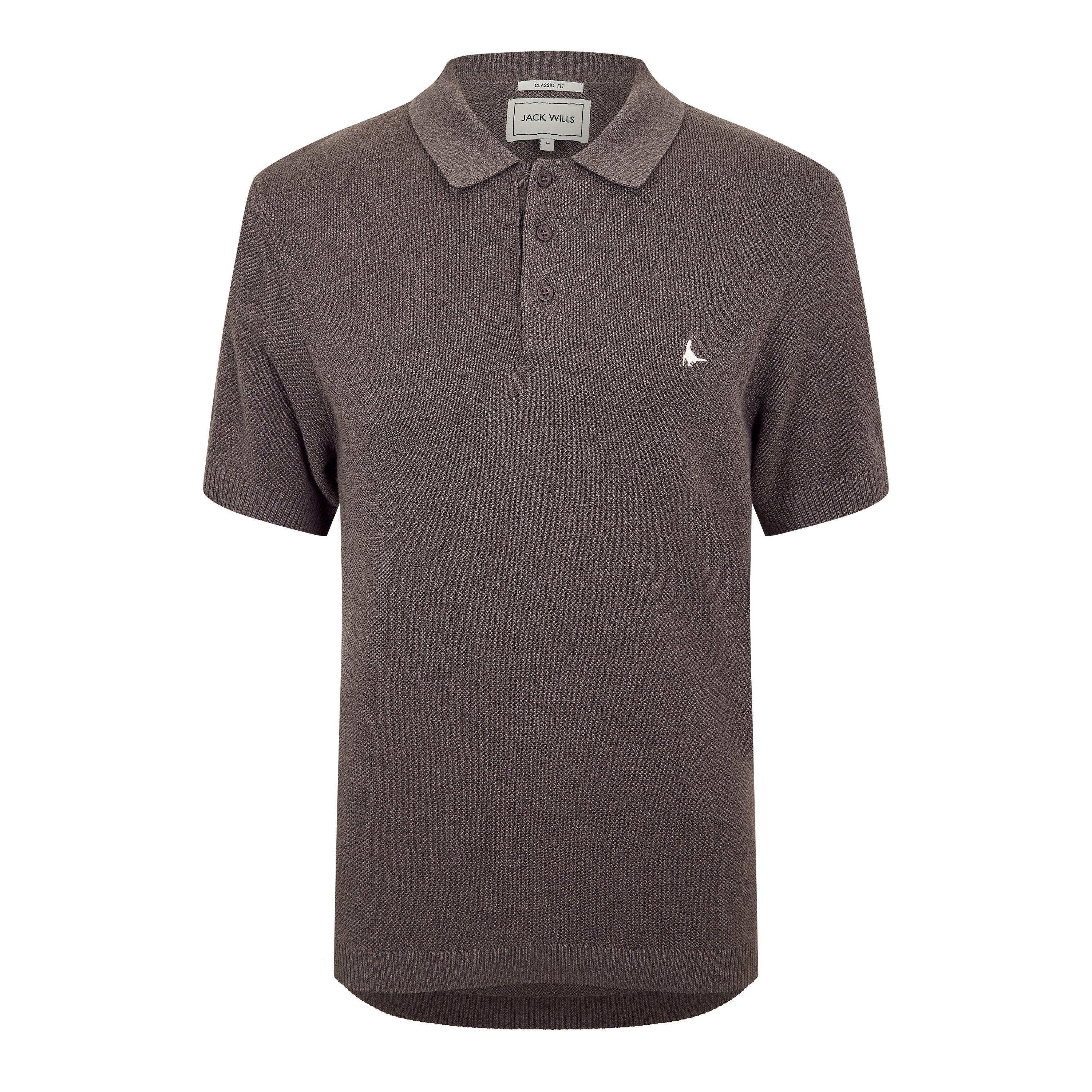 Charcoal - Jack Wills - Men's Knitted Short Sleeve Polo Shirt - 1