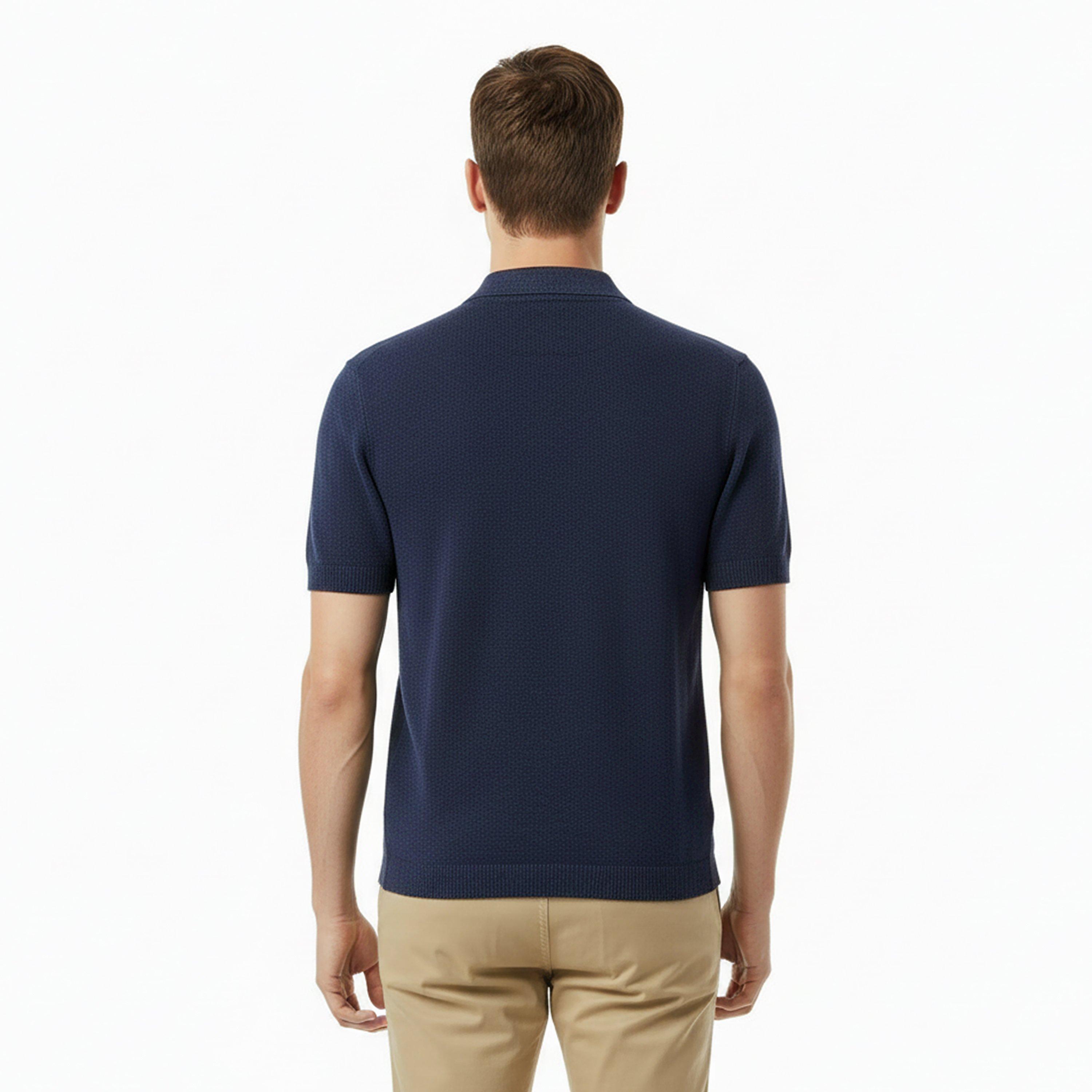 Navy - Jack Wills - Men's Knitted Short Sleeve Polo Shirt - 4