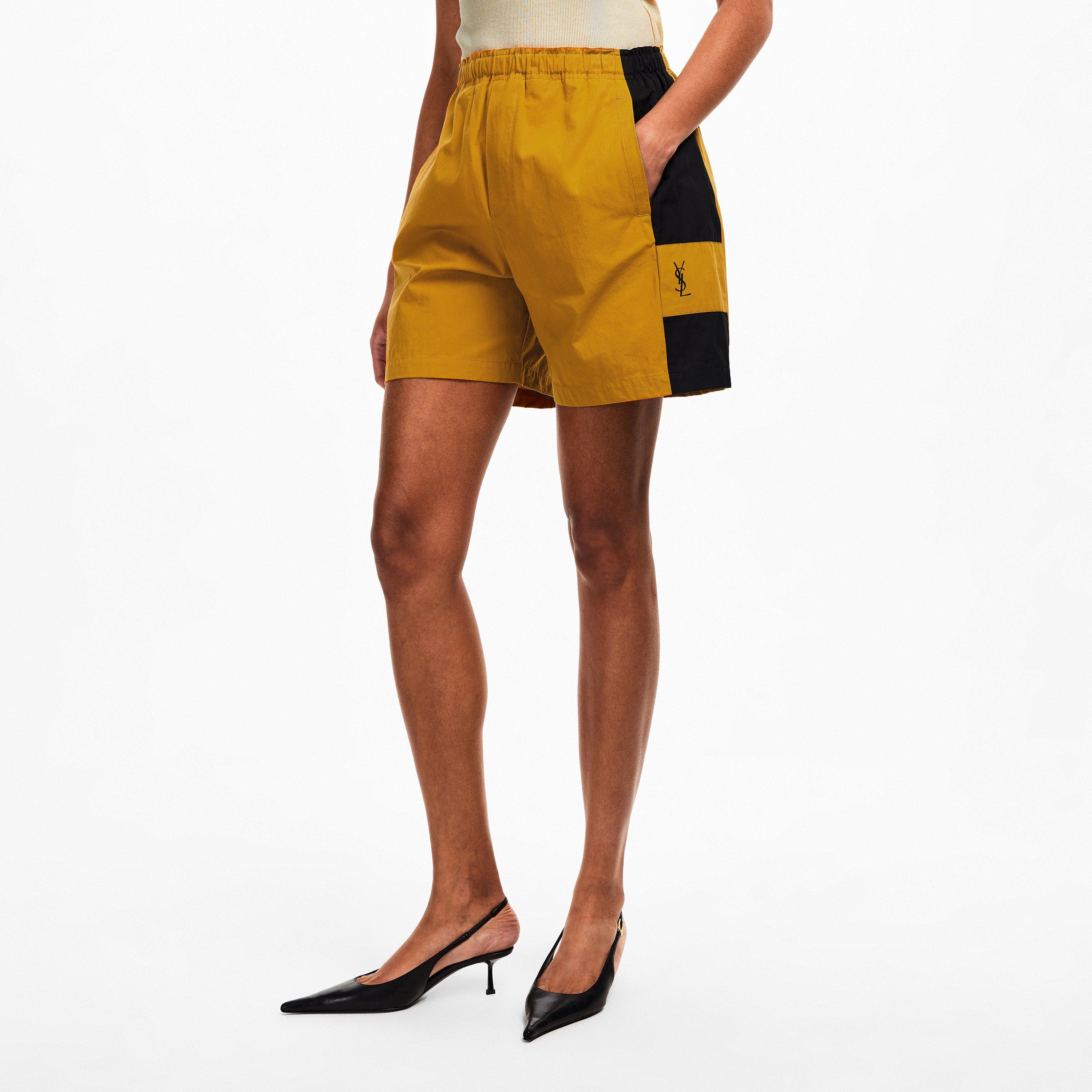 Curry/Noir - Saint Laurent - Cassandre Bermuda Shorts in Cotton - 3