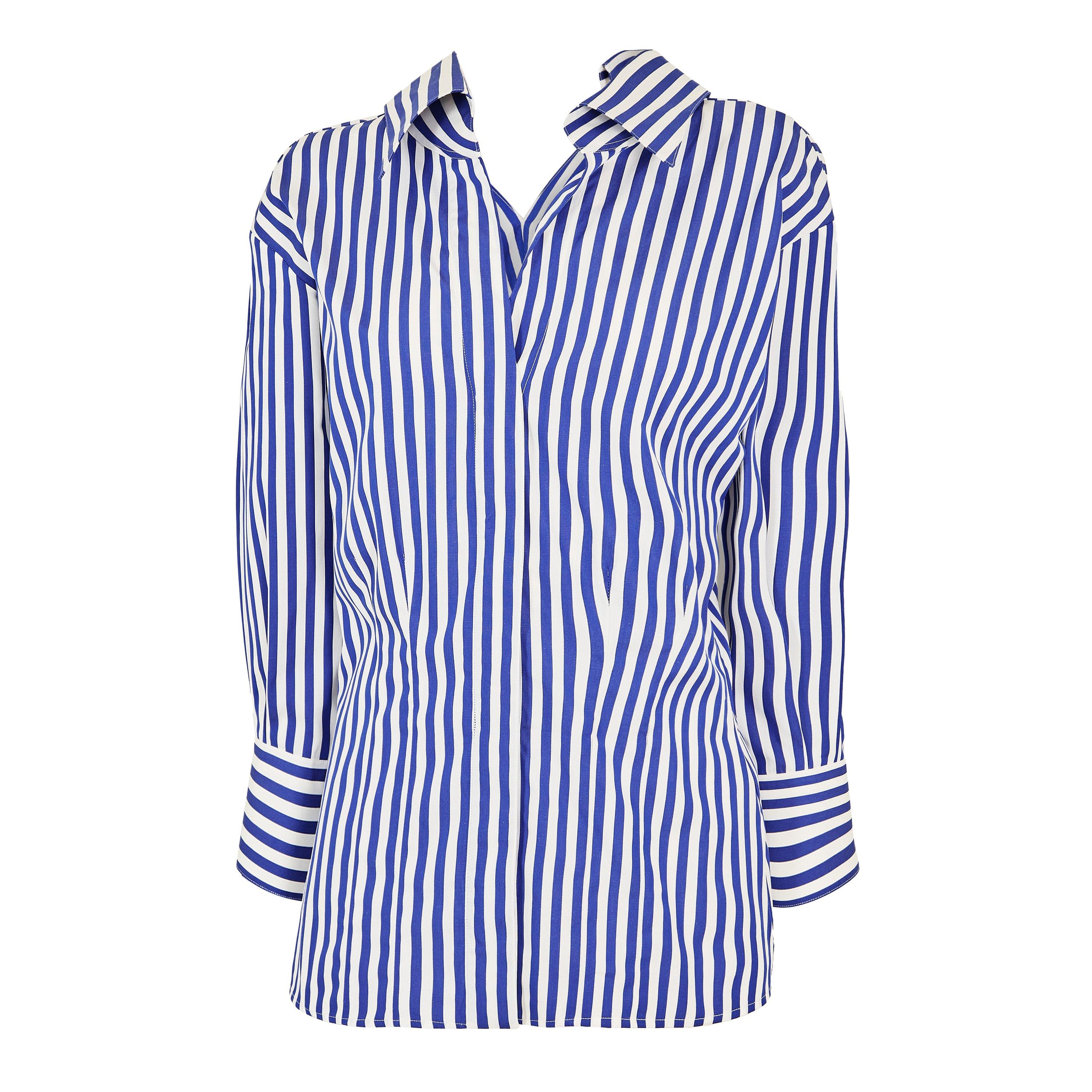 GIVENCHY Women's GIV Open Long Sleeve Patterned Shirt - Electric Blue - Size 36 (UK 8)