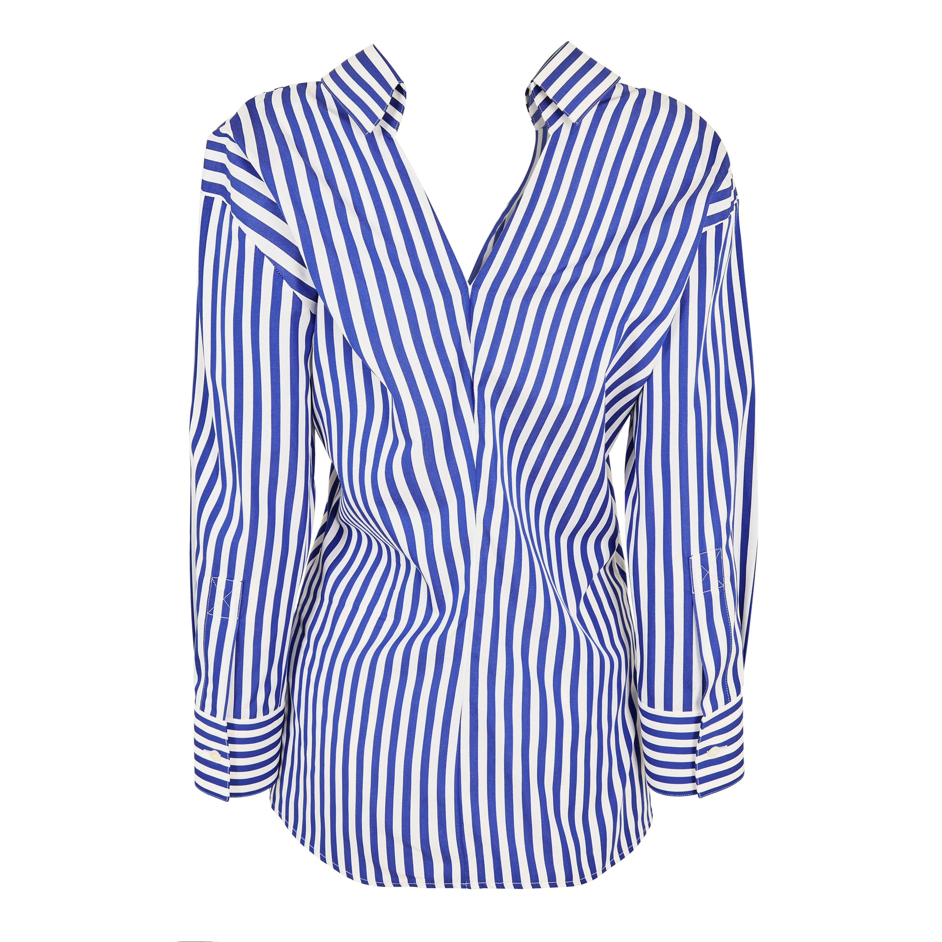 Electric Blue - GIVENCHY - Women's GIV Open Long Sleeve Patterned Shirt - 2