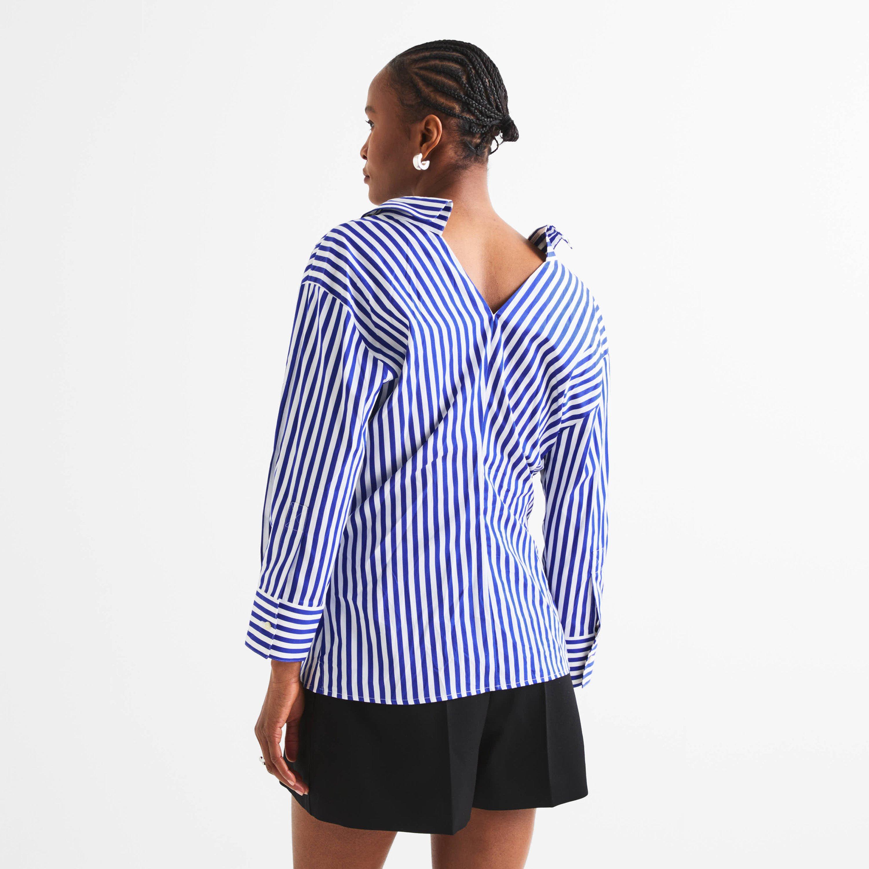 Electric Blue - GIVENCHY - Women's GIV Open Long Sleeve Patterned Shirt - 4