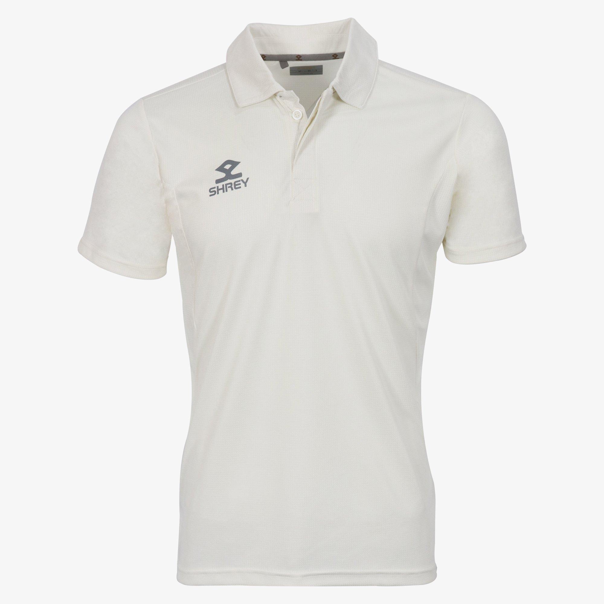 Shrey Men's Cricket Performance Playing Shirt Short Sleeve - Off White - X Large