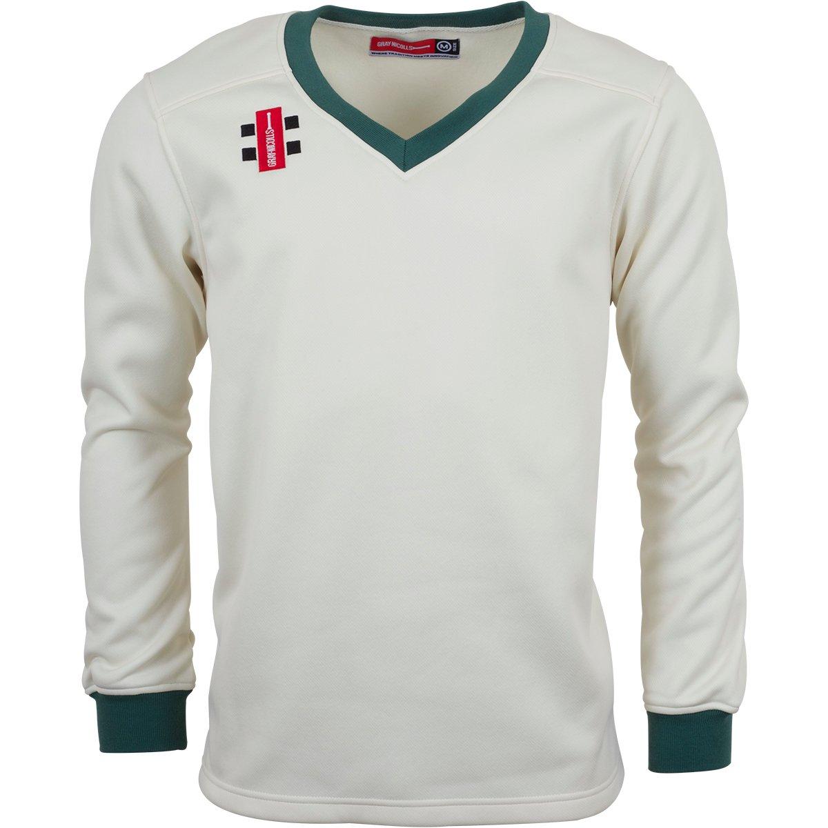 Gray Nicolls  Kids ' Cricket Jumper - Ivory/Green - 5-6 (XS)