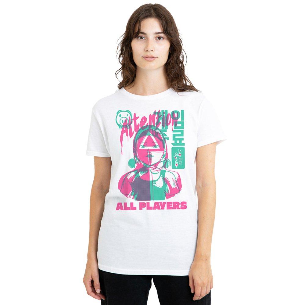 White - Squid Game - Squid Game Attention All Players Ladies T Shirt W - 1
