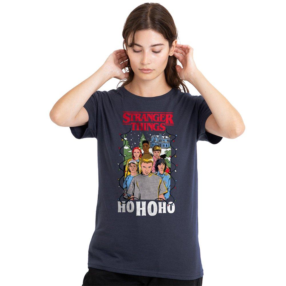 Navy - Stranger Things - Stranger Things Group Ho Ho Ho Christmas Ladies T - 1