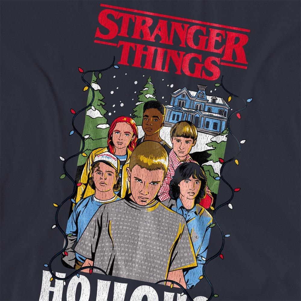 Navy - Stranger Things - Stranger Things Group Ho Ho Ho Christmas Ladies T - 2