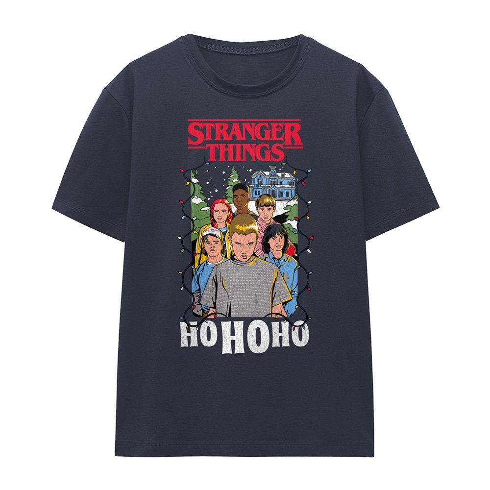 Navy - Stranger Things - Stranger Things Group Ho Ho Ho Christmas Ladies T - 4