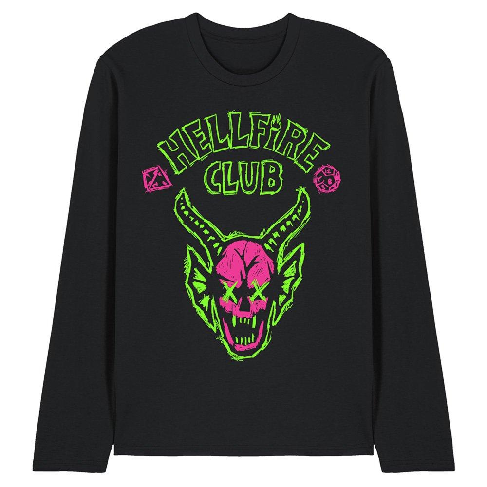 Stranger Things Stranger Things Hellfire Neon Sketch Logo Long Sle