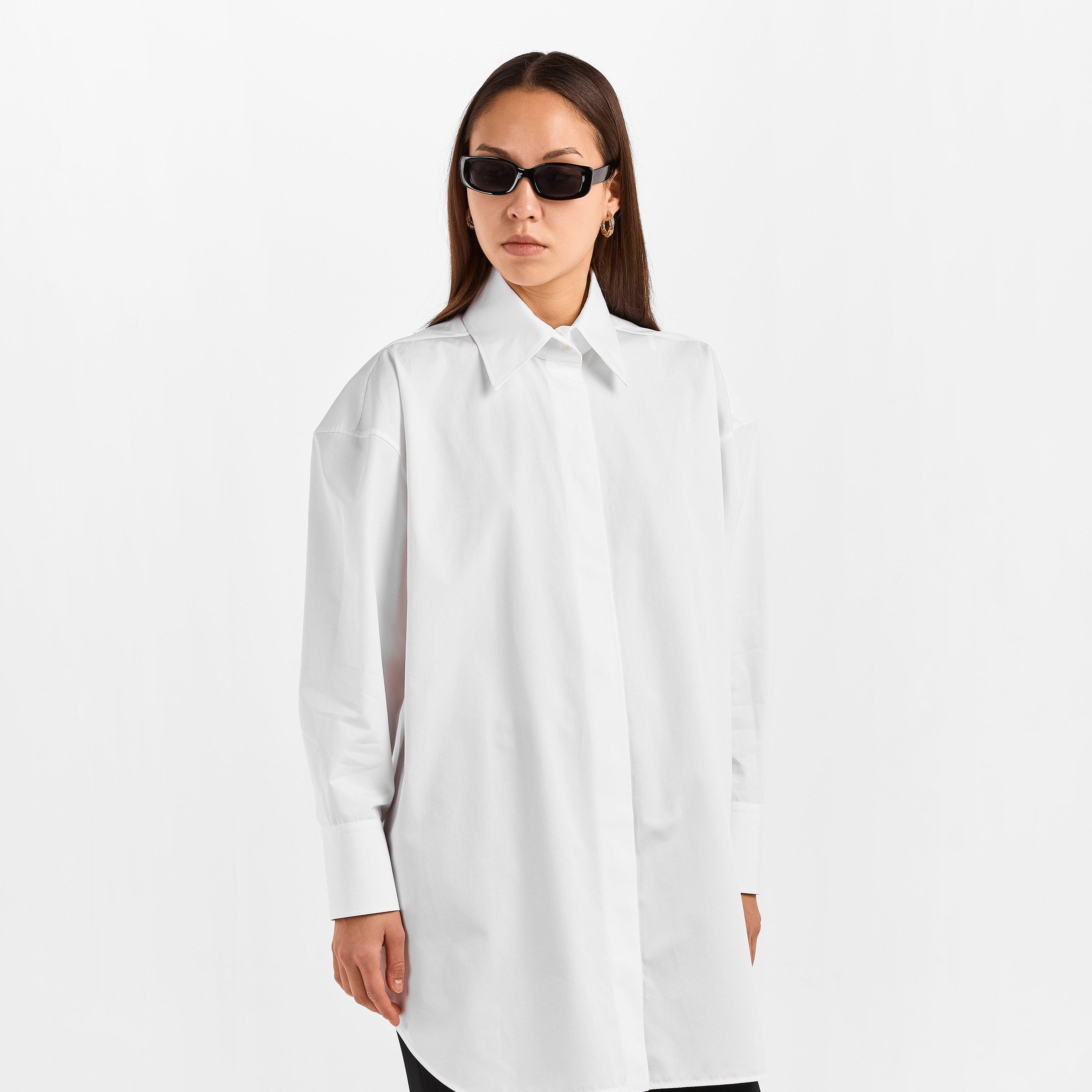 White - GIVENCHY - Women's GIV Backless Long Sleeve Plain Shirt - 3