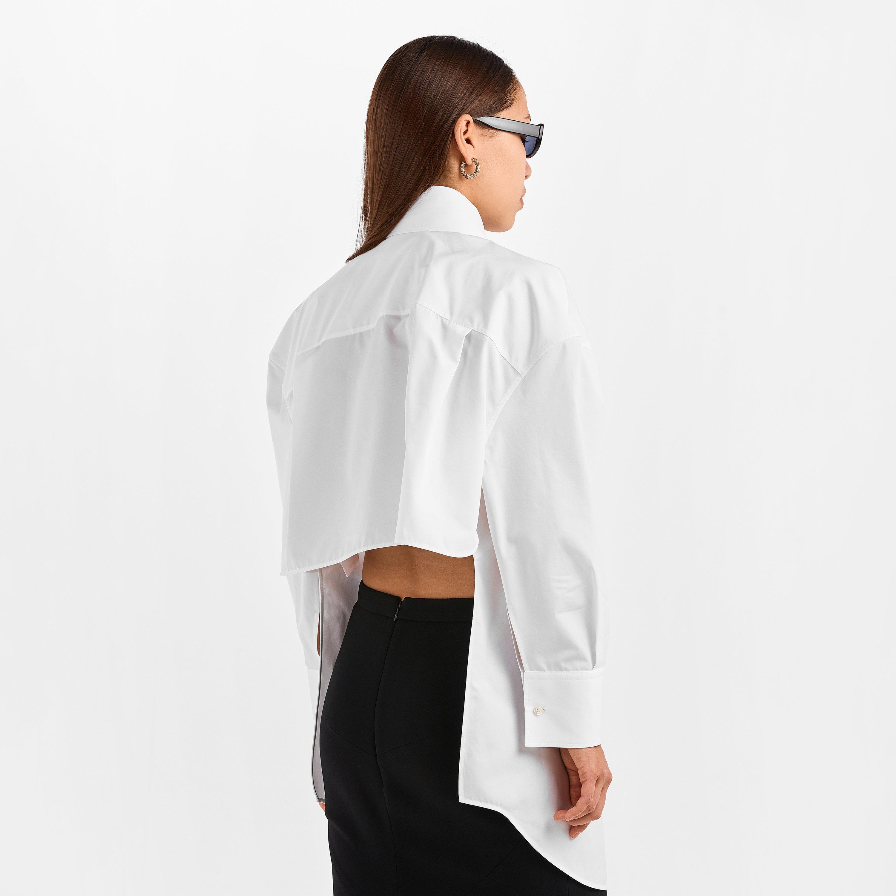 White - GIVENCHY - Women's GIV Backless Long Sleeve Plain Shirt - 4