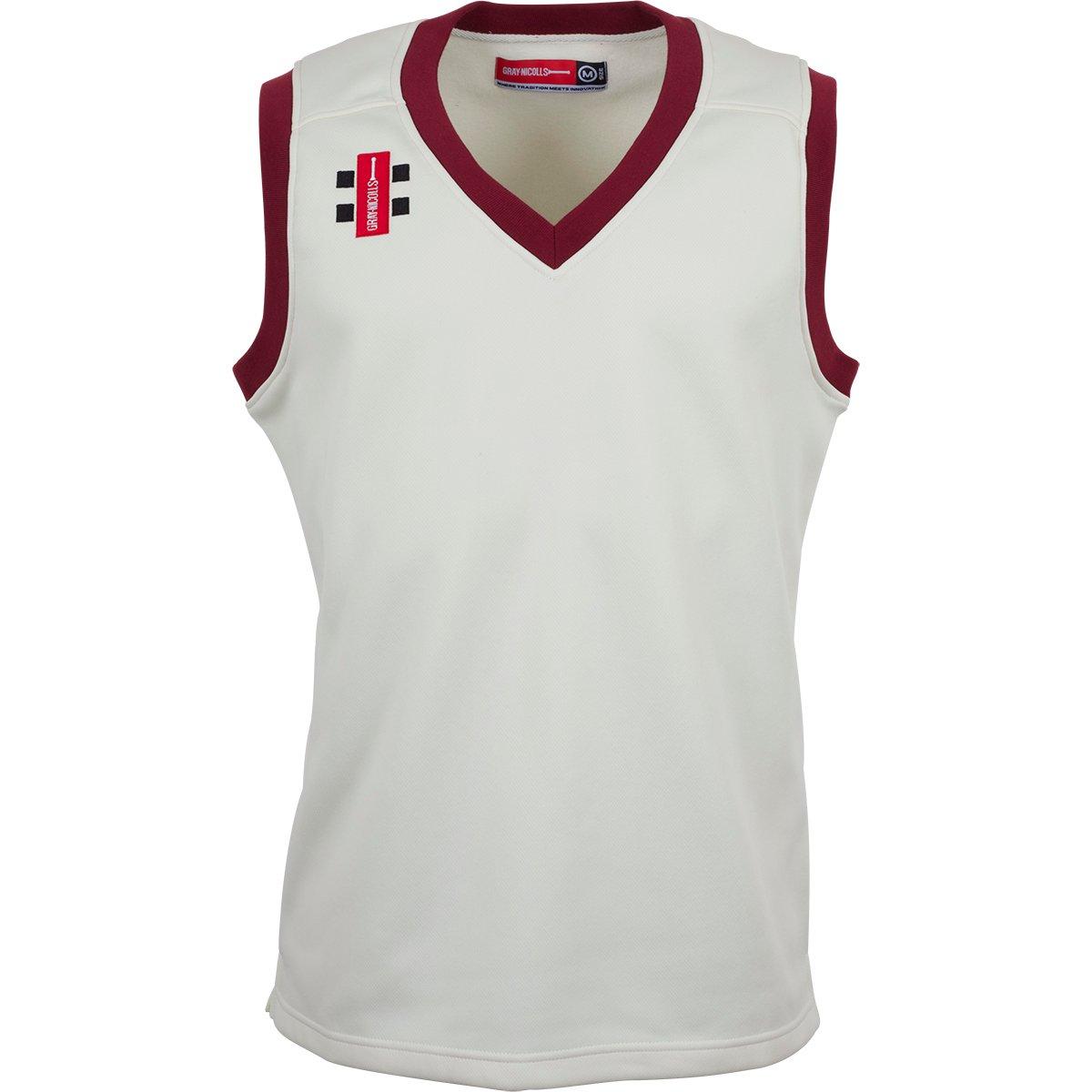 Gray Nicolls  Kids ' Cricket Jumper - Ivory/Maroon - 5-6 (XS)