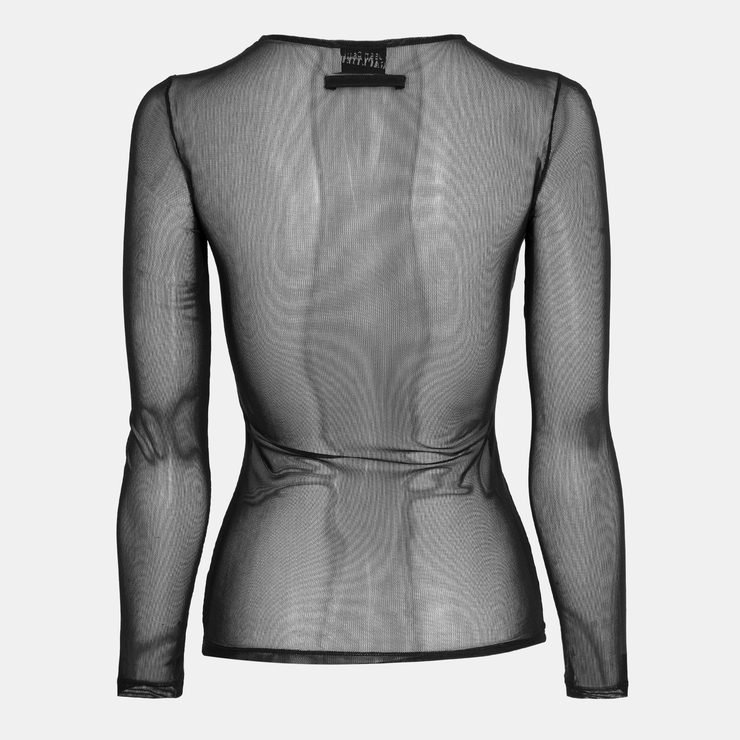 Black - Jean Paul Gaultier - Women's Mesh Sequin Crop Top - 2