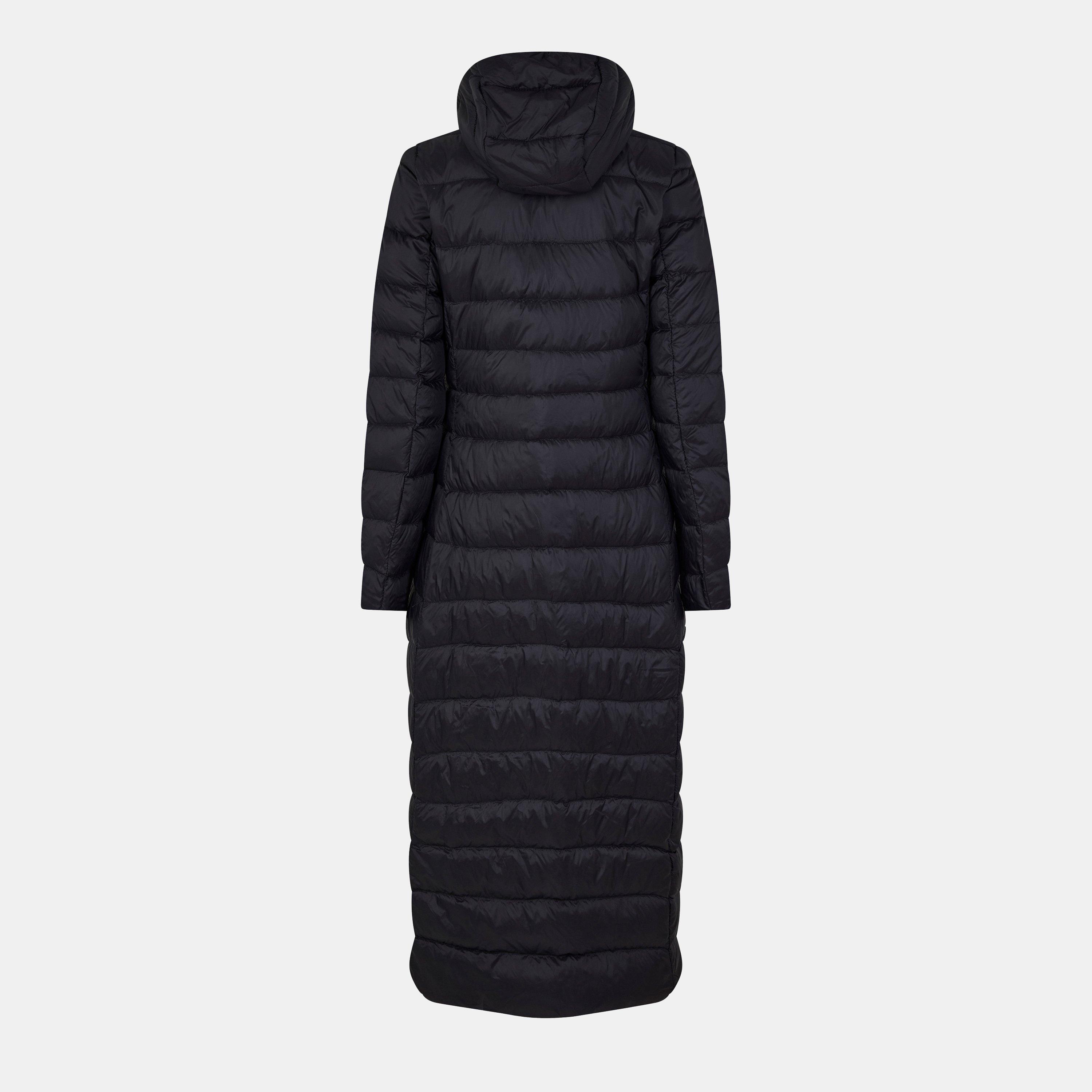 Black - Vila - Vimanya Hooded Calf Length Long Sleeve Down Jacket - 2